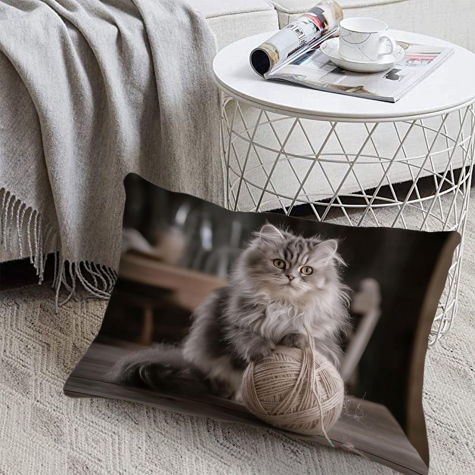 Sábanas 200X190/200Cm - Juego De Sábanas 3 Piezas Estampadas Lindo Gato Persa - Microfibra Suave Transpirable - Sábana Bajera Ajustable - Ropa De Cama Animales Del Campo (Bronceado)