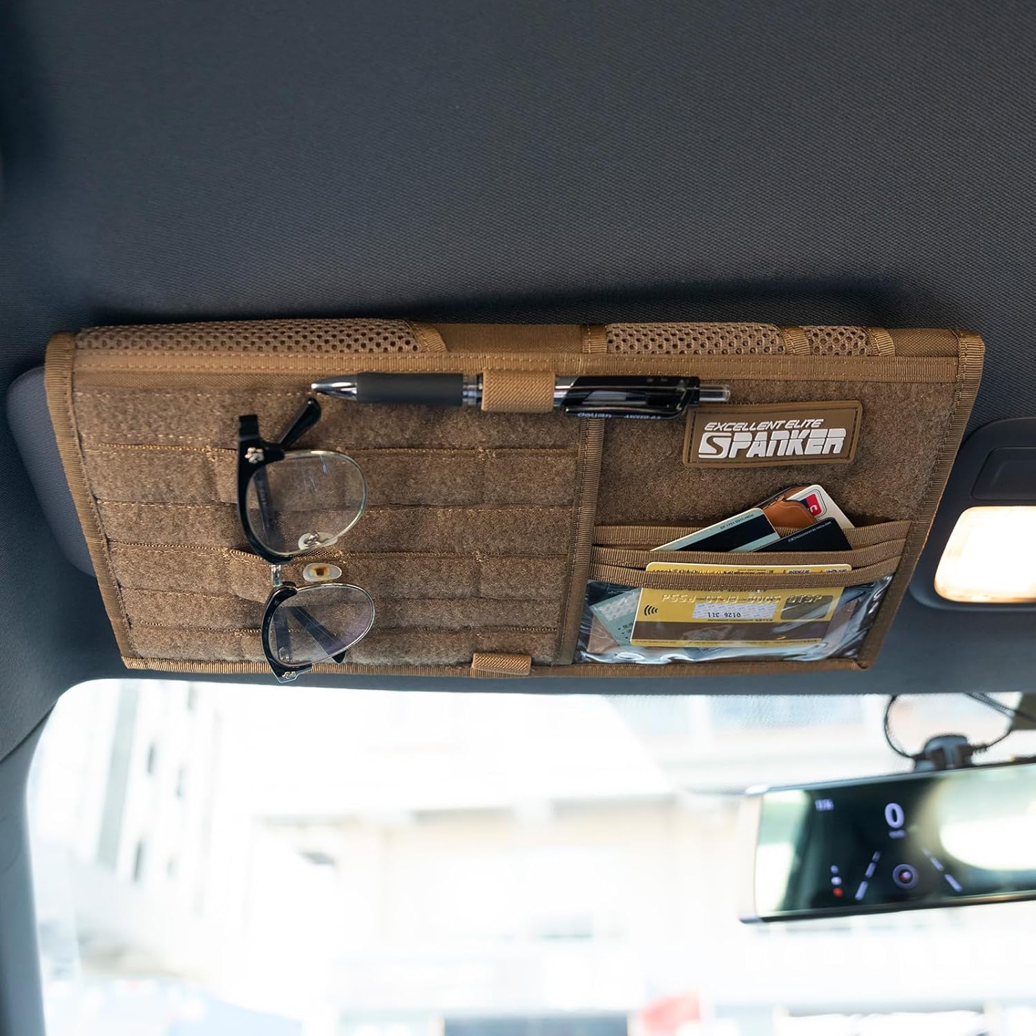 EXCELLENT ELITE SPANKER Tactical Visor Panel Organizer for Pickup F150 Large Molle Vehicle Sun Visor Holder Car Sunshade Storage Pouch