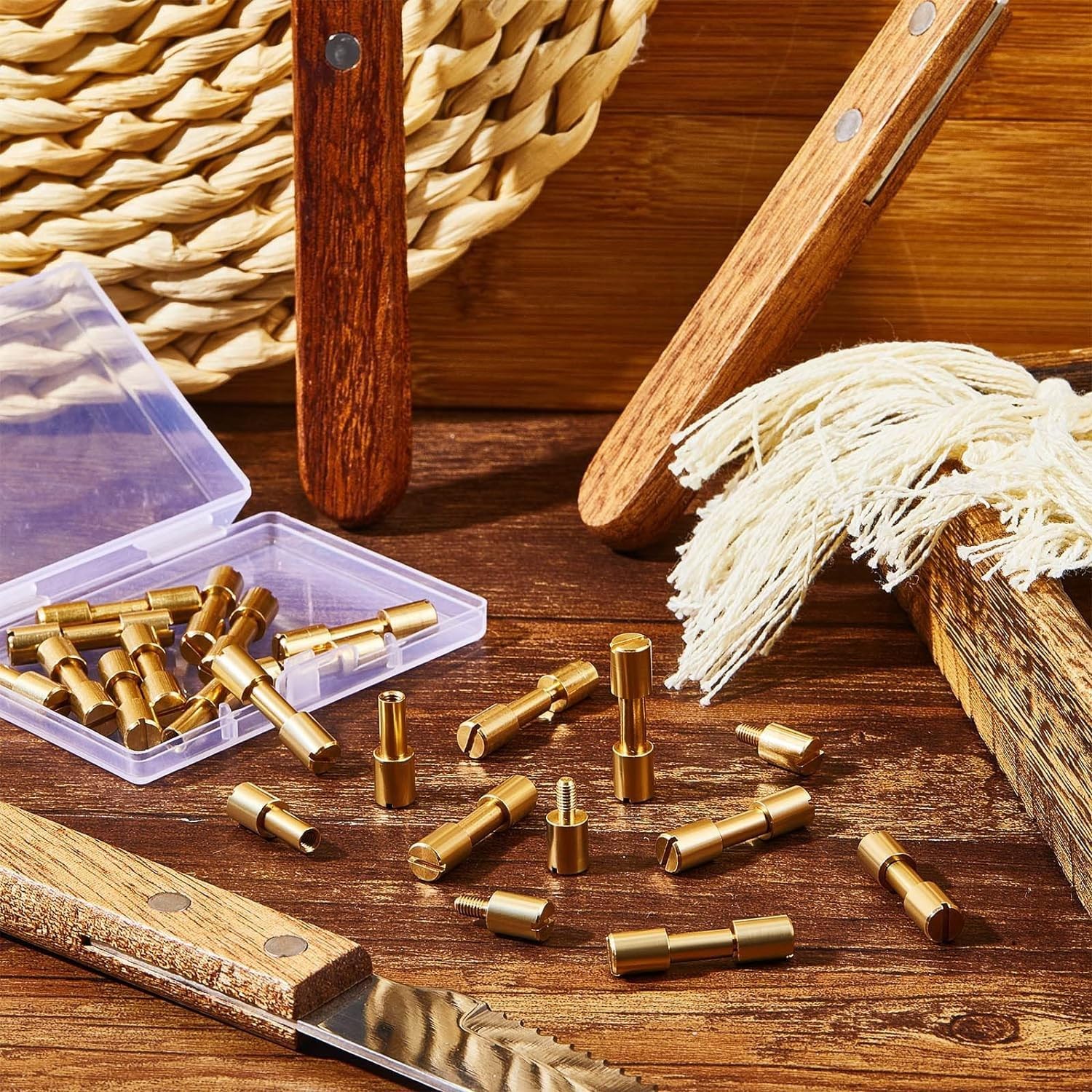 Echeson 10 Sets Brass Bolt Screws Fit for Knife Handle DIY Making Replacement Accessory(Small)