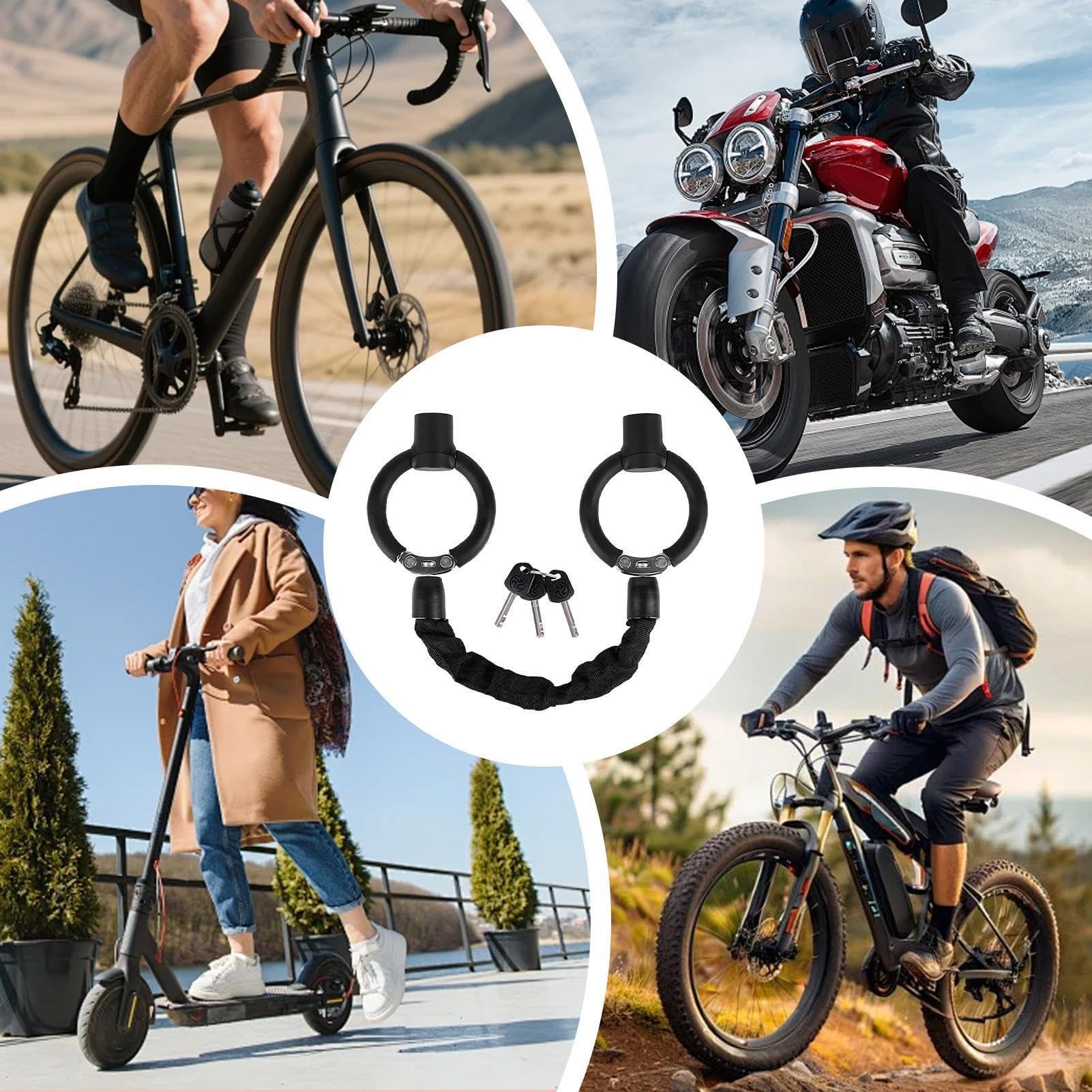 Catena Antifurto da Bicicletta Antifurto pesante | Lucchetto a catena per monopattino elettrico donne, uomini, adulti, pendolari quotidiani, uso interno, abitazione,