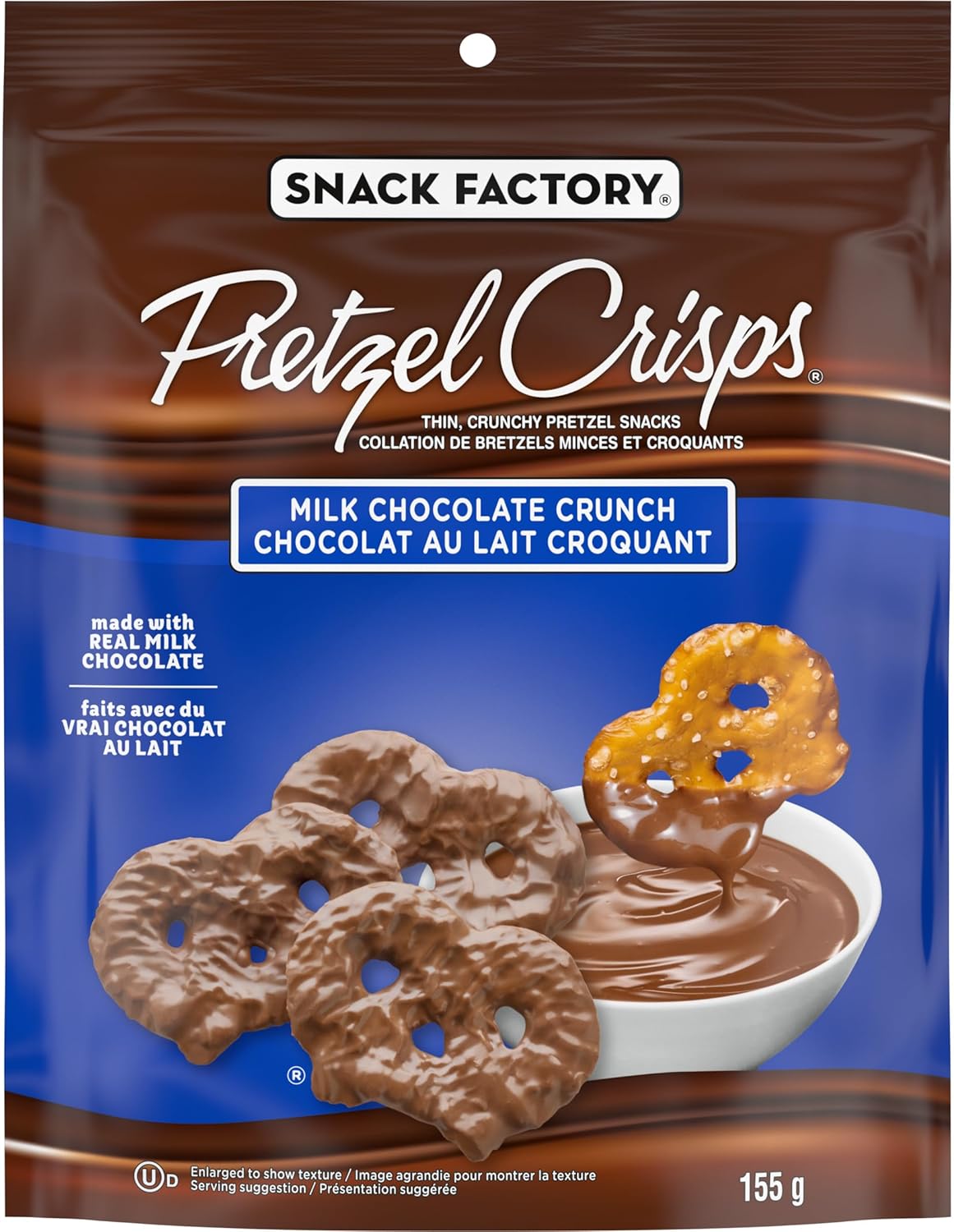 Snack Factory Pretzel Crisp Pretzel Crisps, Milk Chocolate Crunch, 155g