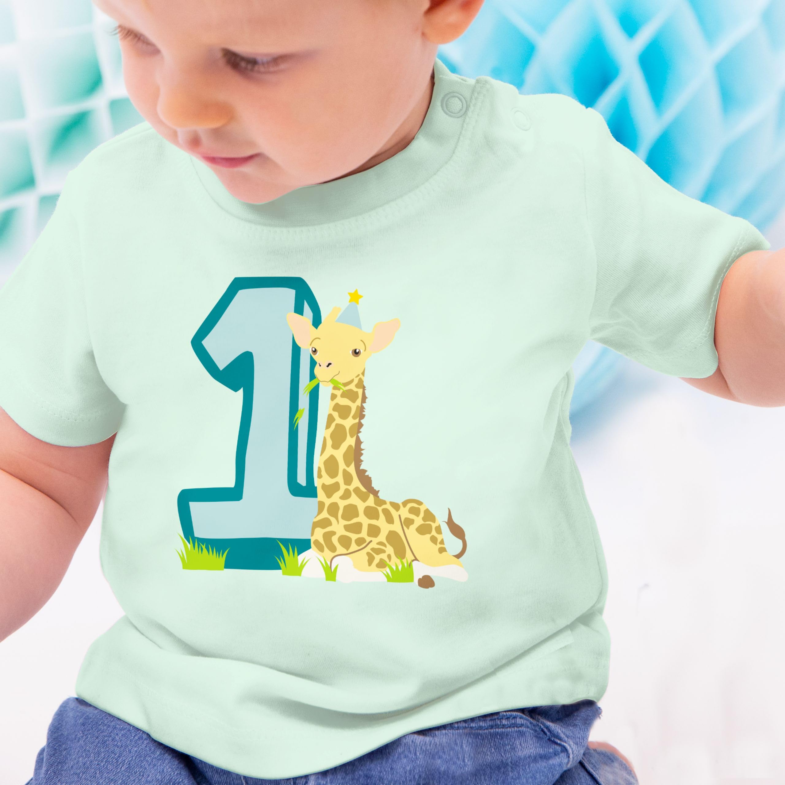 Shirtracer - Baby T-Shirt Mädchen Jungen - 1. Geburtstag - Giraffe Eins