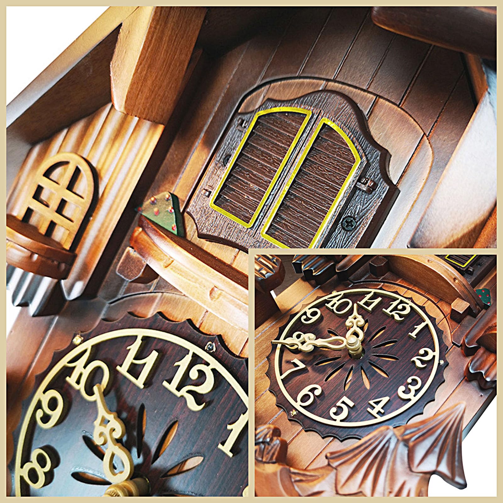 Relojes De Cuco,Reloj De Pared,Madera Maciza De Cuco De La Selva Negra De Relojes De Cuco para Cocina Salón Apartamento Cuco Reloj De Cuco De Tradicional Relojes De Cuco