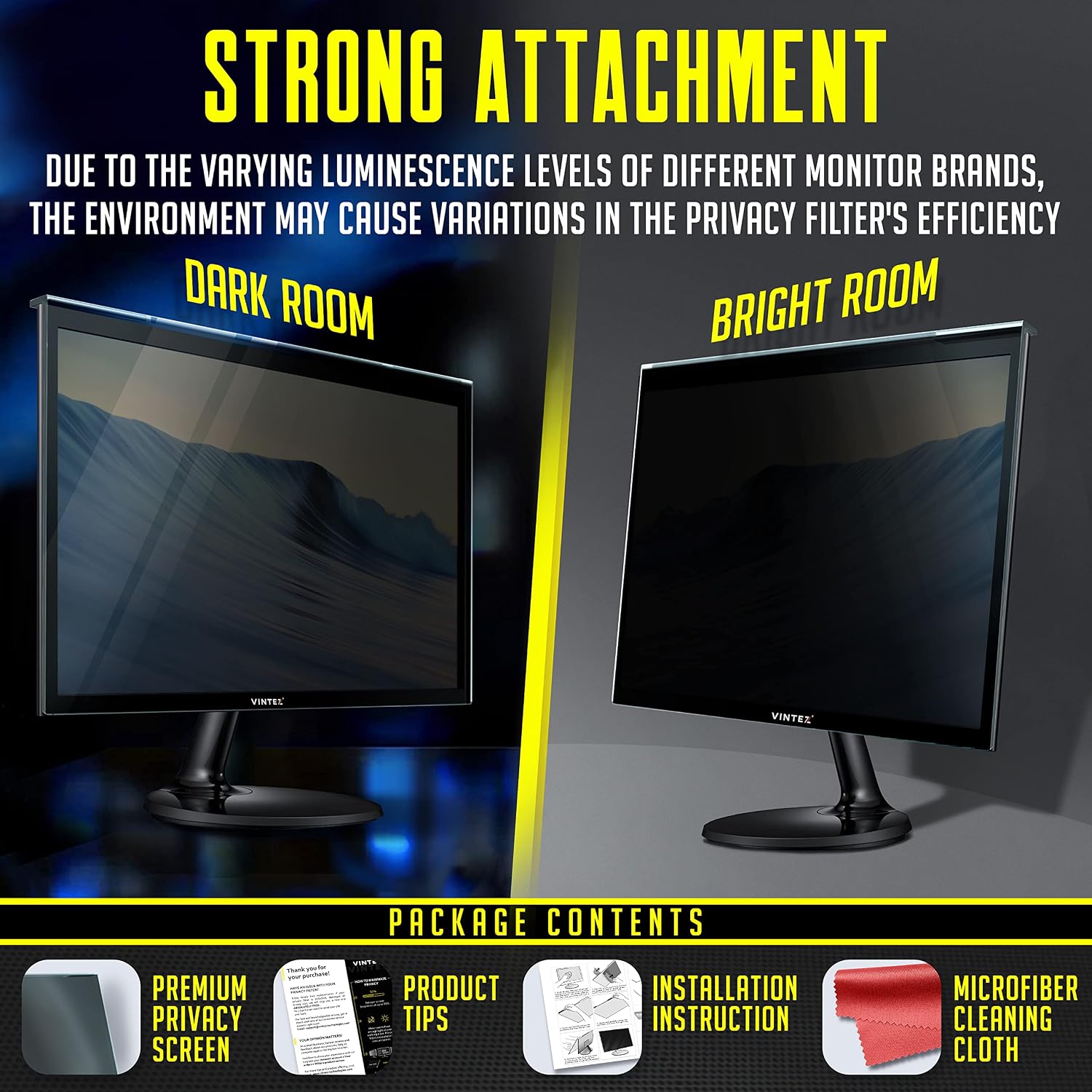 VINTEZ Universal 17"-19" - 17", 17.1", 18.1", 19" - 5:4 Aspect Ratio - Computer Privacy Screen Filter for Square Computer Monitors - 15.3" x 12.6" (390 x 320mm) - Monitor Frame Hanging Type