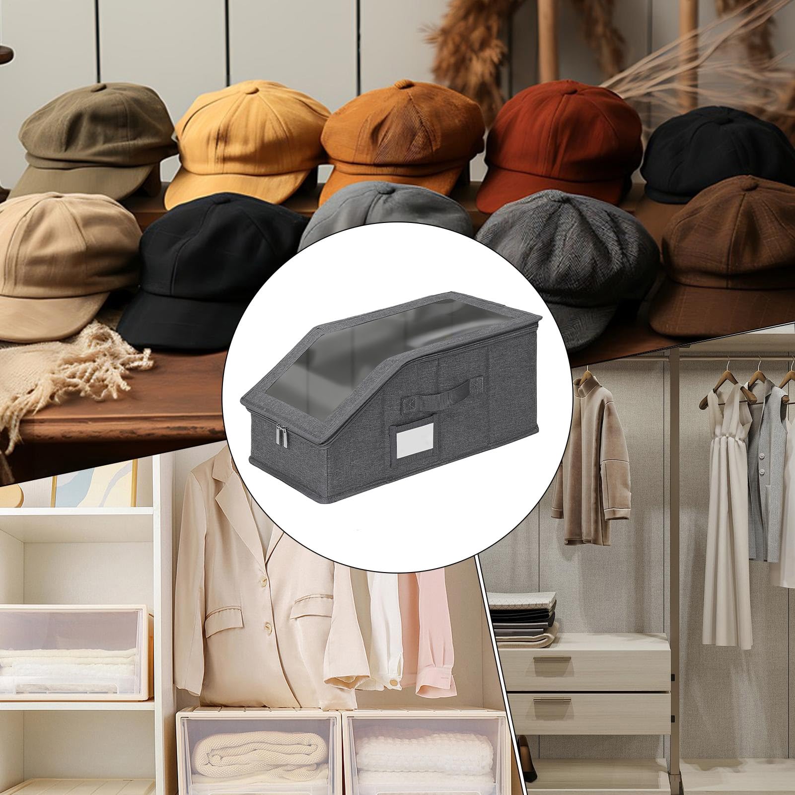 Genérico Organiseur de chapeaux - Grande trousse de 2 pièces anti-poussière avec grande capacité | Capacité pour 28 chapeaux pour armoire, chambre, salon, armoire, vêtements et