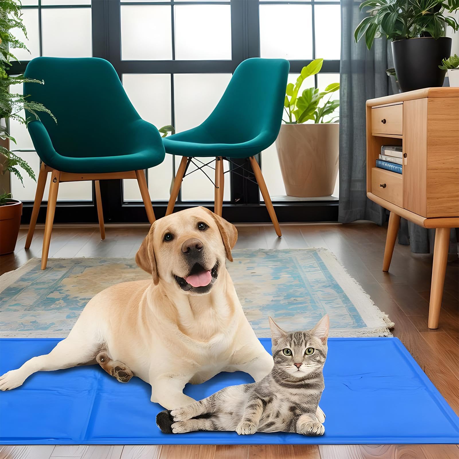Tapis Rafraîchissant pour Chien Tapis Gel Frais pour Animaux Chiens Chats | Matelas Pliable Pour Repos Sommeil Dans Caisse Canapé Maison Voiture Sol Intérieur Extérieur Jardin Camping Chenil