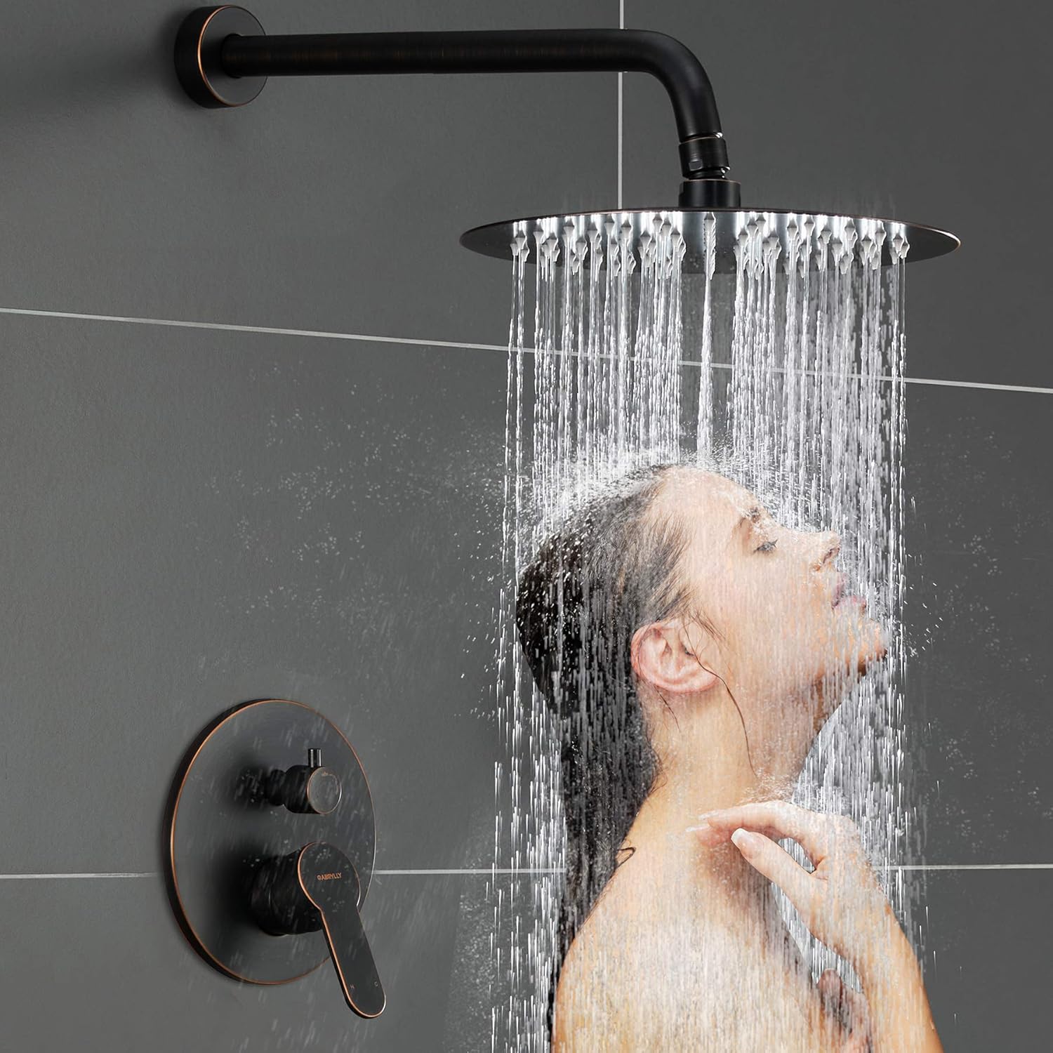 Greatest Product Shower System, Wall Mounted Shower Faucet Set with High Pressure 12 Stainless Steel Rain Shower head and 5-Setting Handheld Shower Head Set, 2 Way Pressure Balance Shower Valve Kit, Oil Rubbed Bronze
