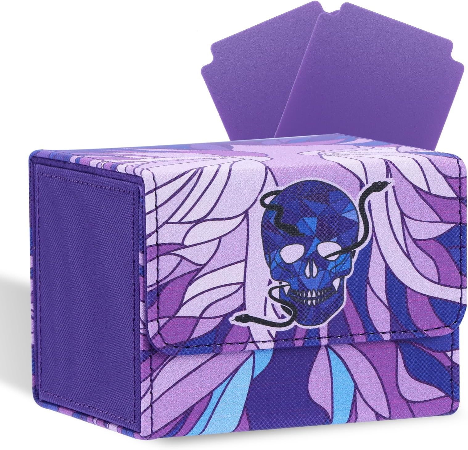 tombert 150+ Premium Deck Box Case for MTG PTCG, Large Capacity with 2 Dividers, Fits 100+ Sleeved Cards TCG Trading Card Games(Horizontal-Purple)