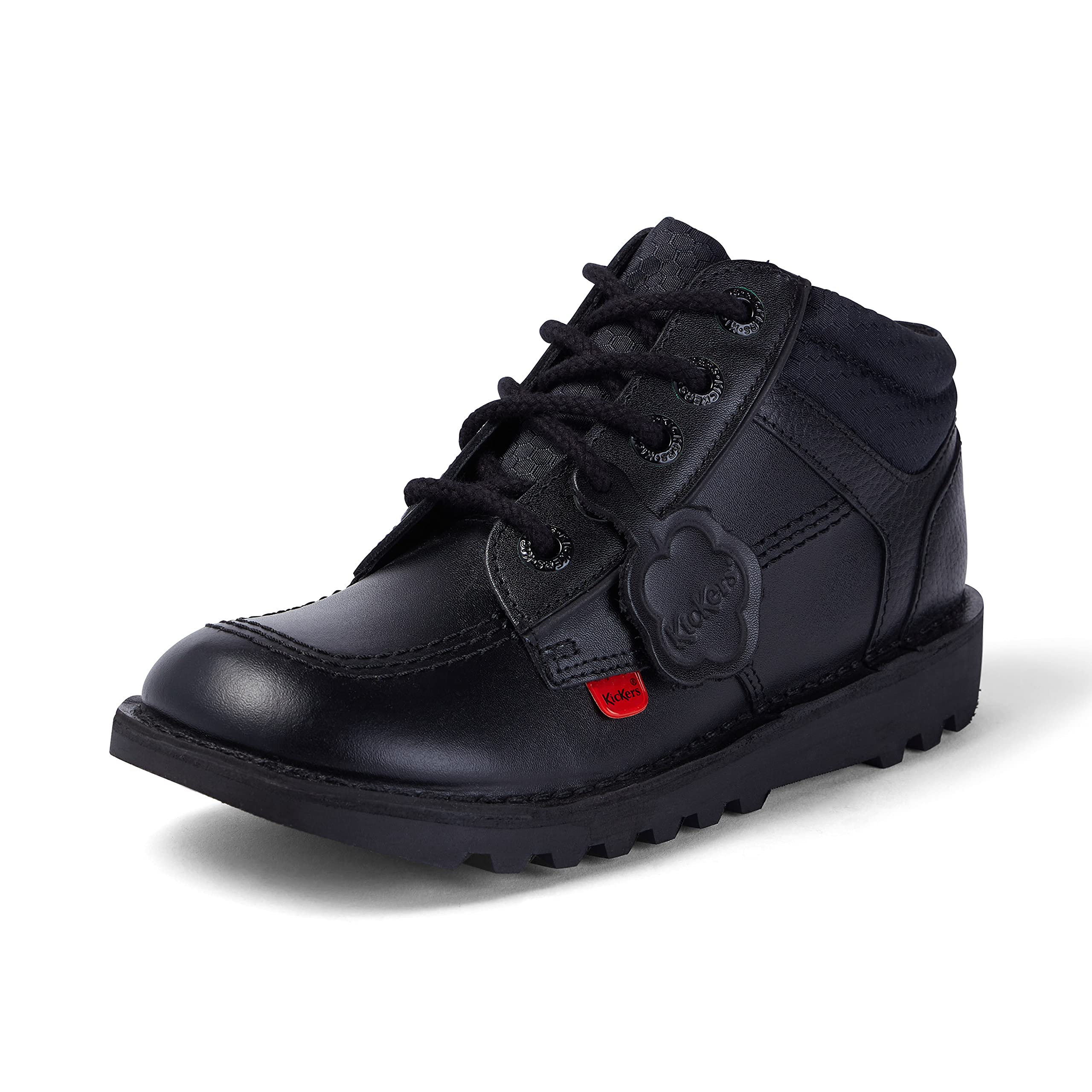 Kickers Kick HI Flex School Uniform Shoe, Black, 4 UK