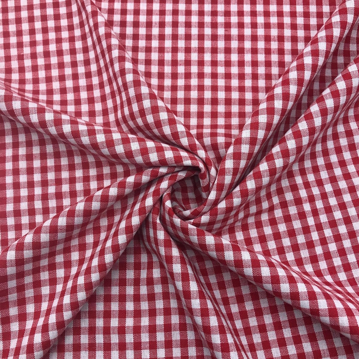 57x144 Inch Red and White Small Gingham Fabric 130GSM Cotton Blend for Sewing Festive Tablecloth Apron Dress Curtain Bedding