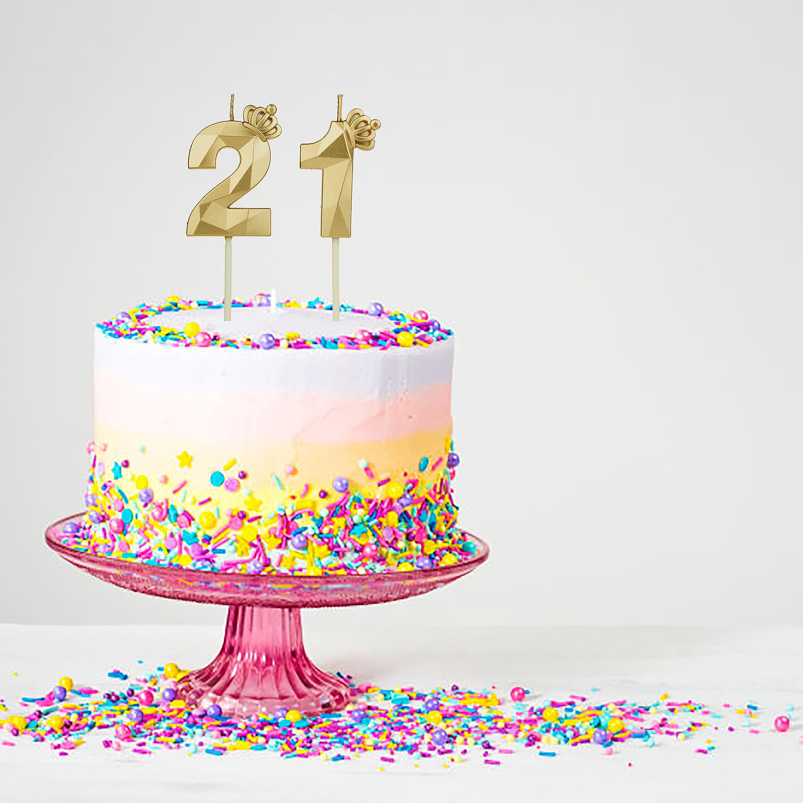 2 Candele Per 11° Compleanno – Corona Con Fiocco Dorato, Numero 1, Cera Paraffina – Decorazione Torta