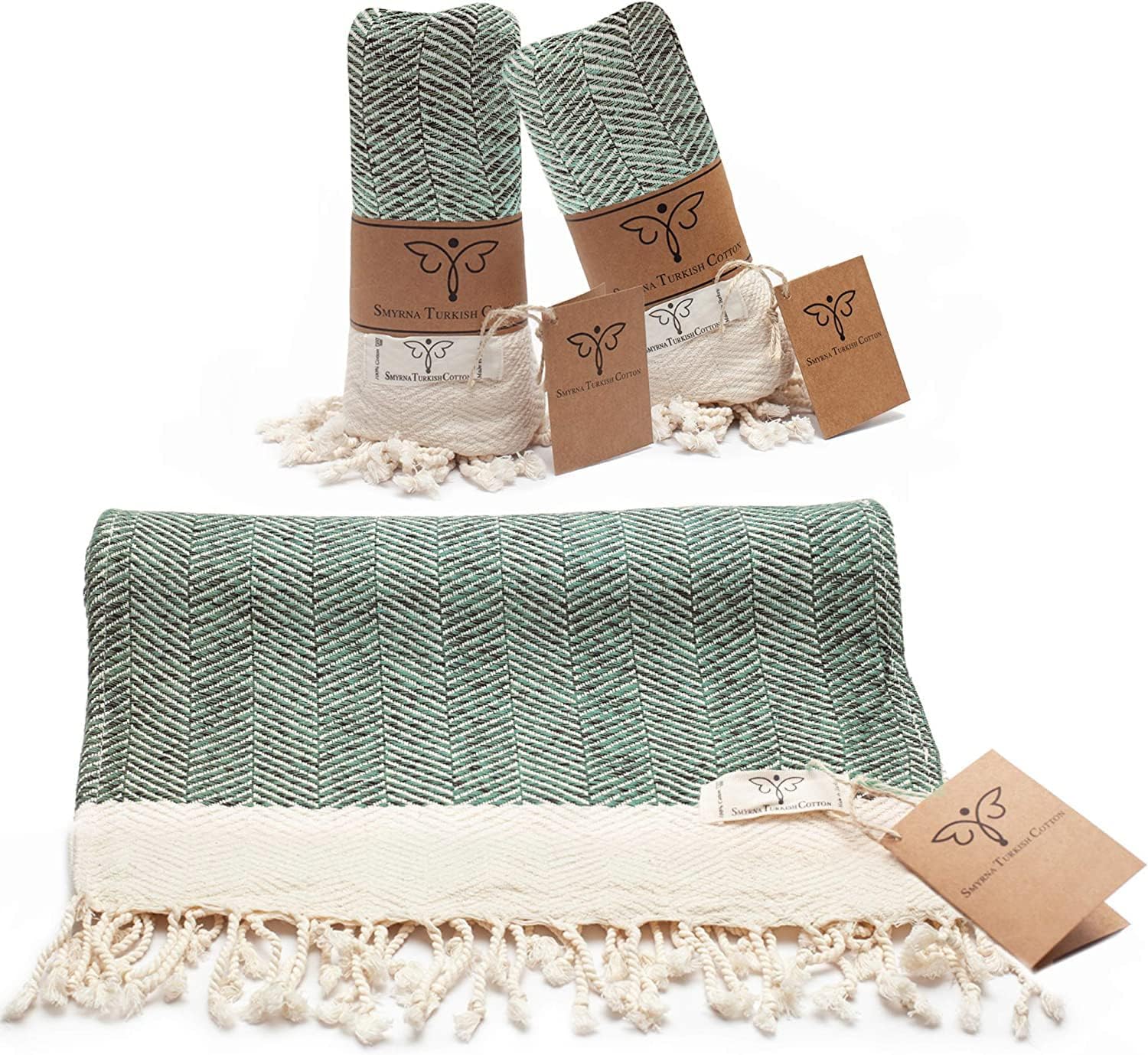 Smyrna Original Turkish Hand Towels Herringbone Series Set