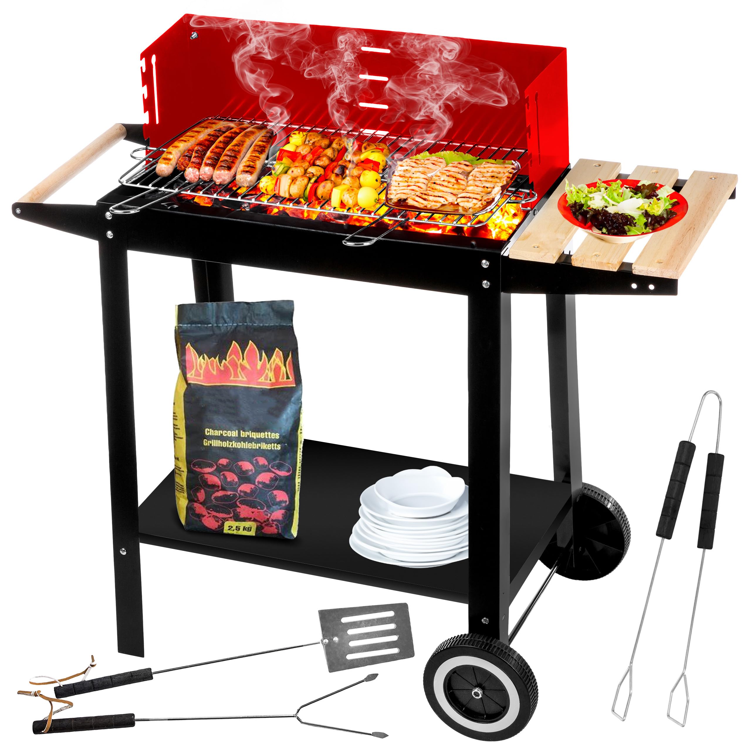 Five-Star Grill&Chill Holzkohlegrill GC0010 - Gartengrill, Chromrost, 50 cm × 26,5 cm, zwei Transporträder,IDO pathogens