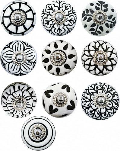 Miniatura 5 de Craft Kart Juego de 10 pomos coloridos de cerámica para cocina, gabinete, cajón, armario (dorado)