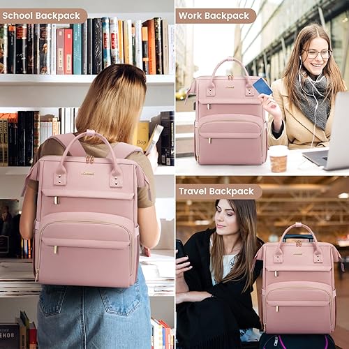 Miniatura 108 de LOVEVOOK Mochila para laptop para mujer, mochila para mujer a la moda, Negro, 15.6 pulgadas