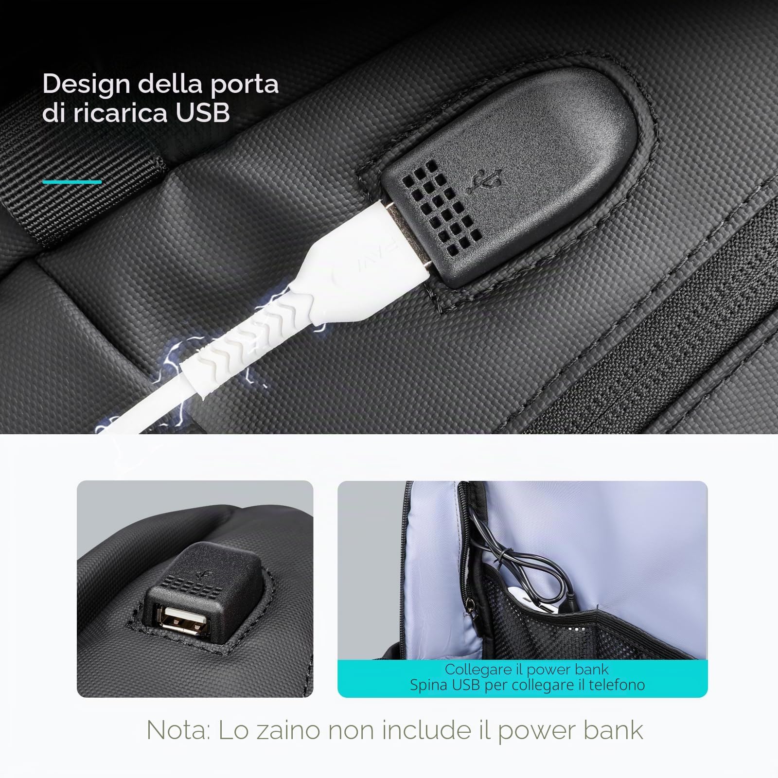 MARK RYDEN Zaino per Computer Portatile da 15.6 Pollici per Laptop PC Anti Borseggio Anti Graffio Zaino da Lavoro Impermeabile con Presa Ricarica USB per Viaggiare Scuola e Ufficio
