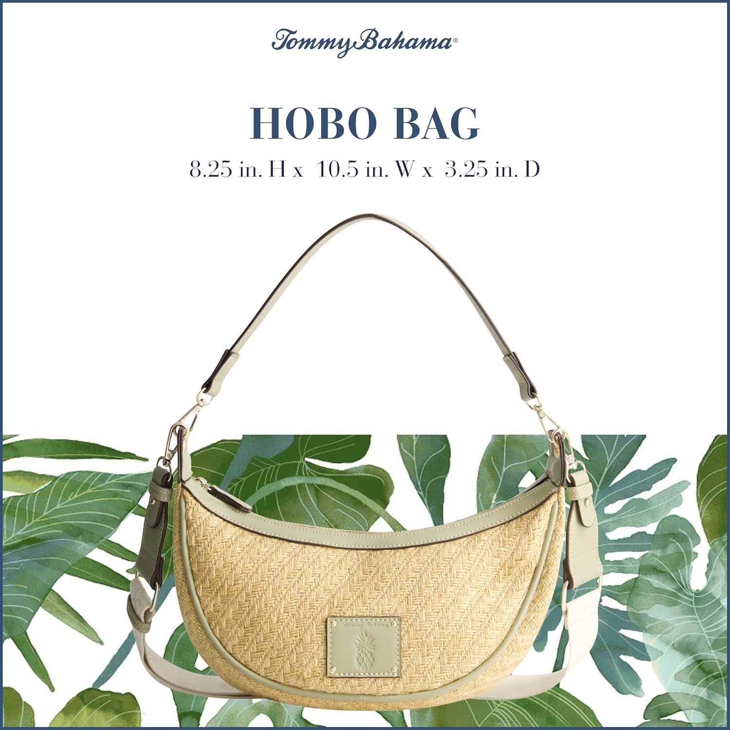 Tommy Bahama Hobo Bag, Women's Crescent Handbag, Woven Design with Adjustable Shoulder Strap, Sage, One Size - Image 2