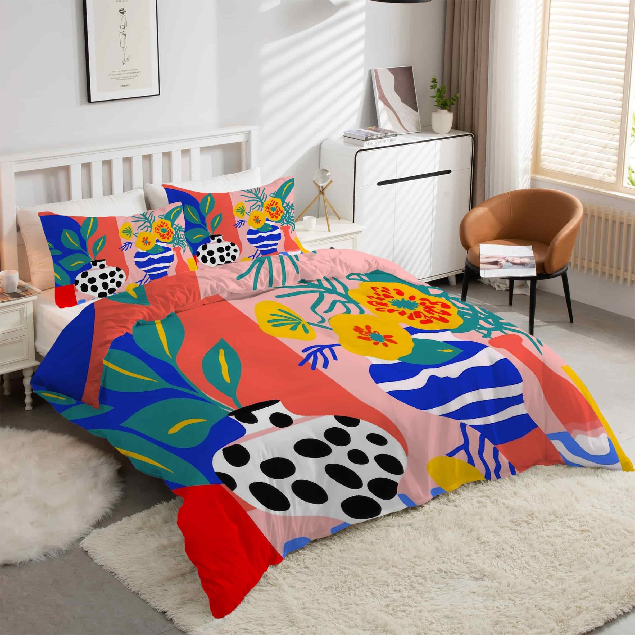 Parure de lit 90x190 microfibre avec housse de couette fermeture éclair et 2 taies