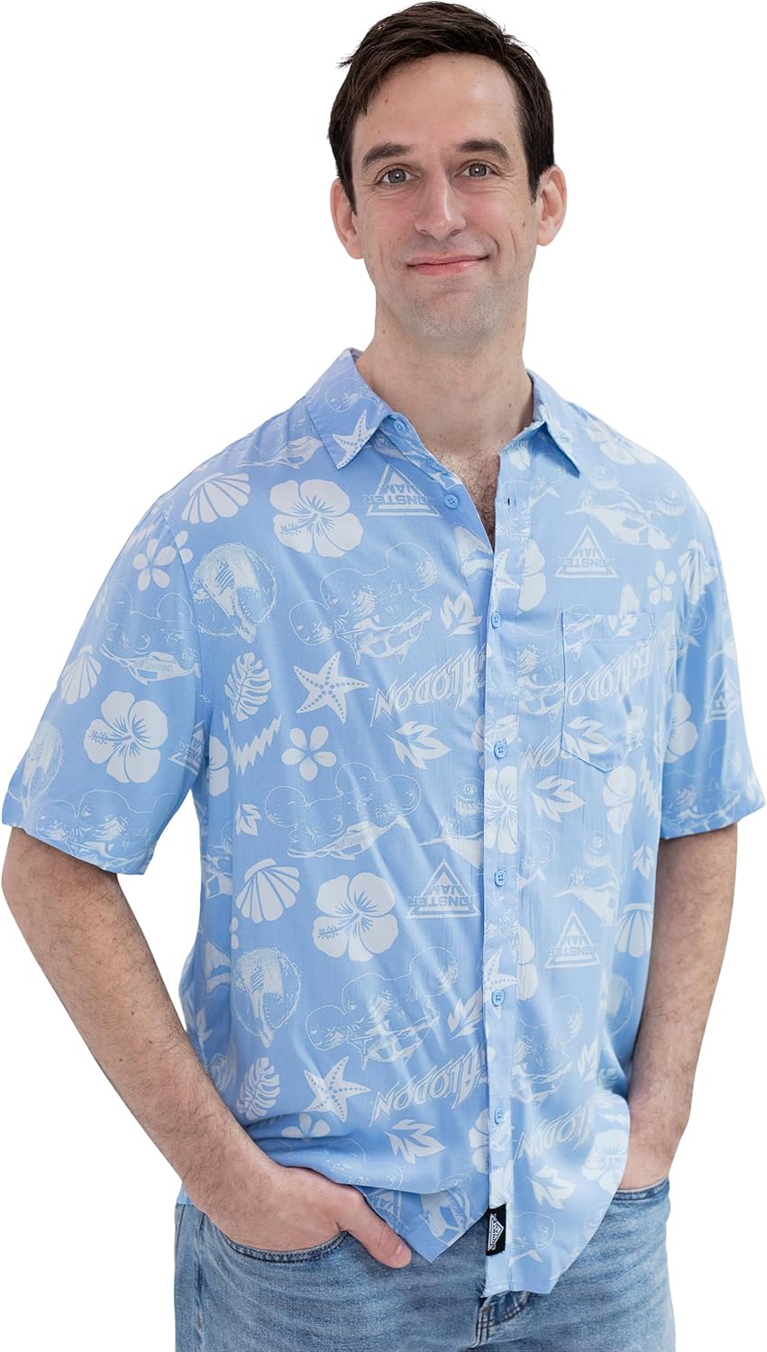 Monster Jam Matching Family Hawaiian Button Down Shirt Toddler to Adult Grave Digger El Toro Loco Megalodon
