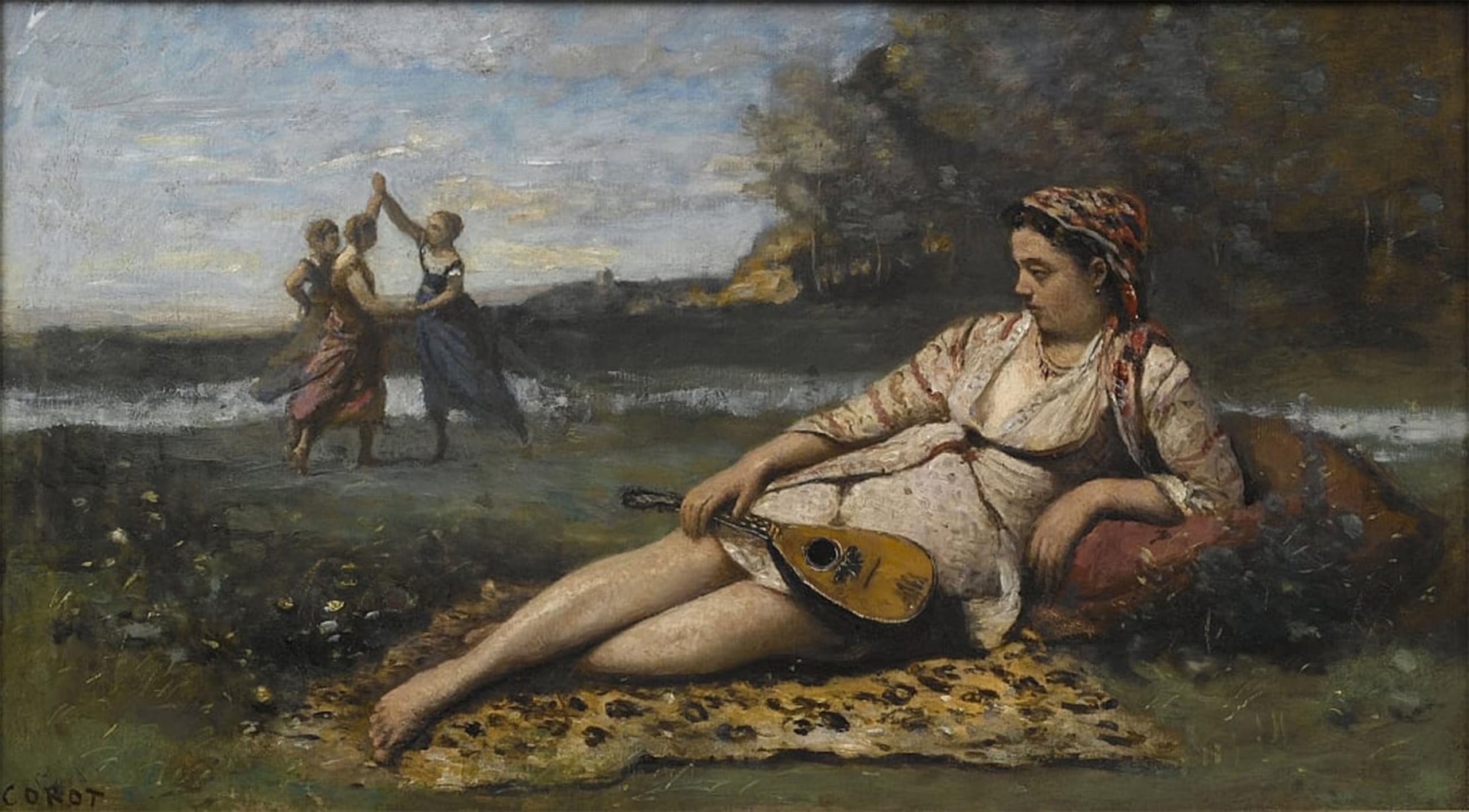 SERENDIPITP Retro Picture Poster Wall Art Pictures Painting Young Women of Sparta Jeunes filles de Sparte by Jean Baptiste Camille Corot Wall Art Canvas Print for Wall Decor 60x90cm