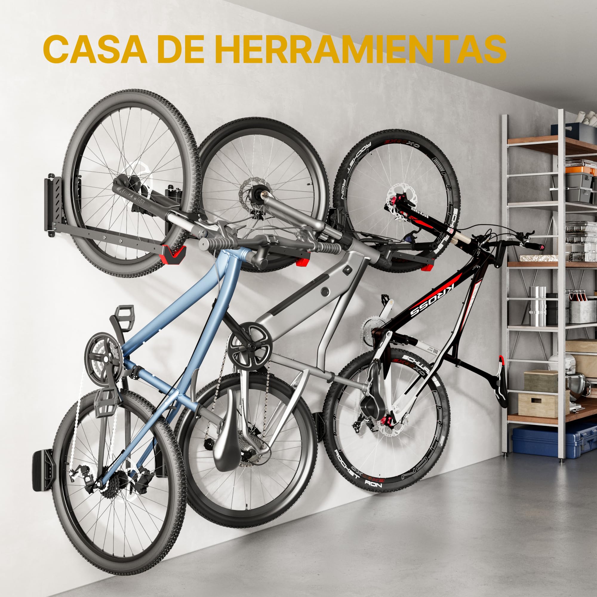 monTEK Soporte de Pared Giratorio para Bicicleta, Colgador Bicicleta Pared Ajustable y Plegable, Diseño de Elevación Fácil, Soporte de Bicicletas Ahorra Espacio para Garaje, hasta 35 kg, 2 Paquete