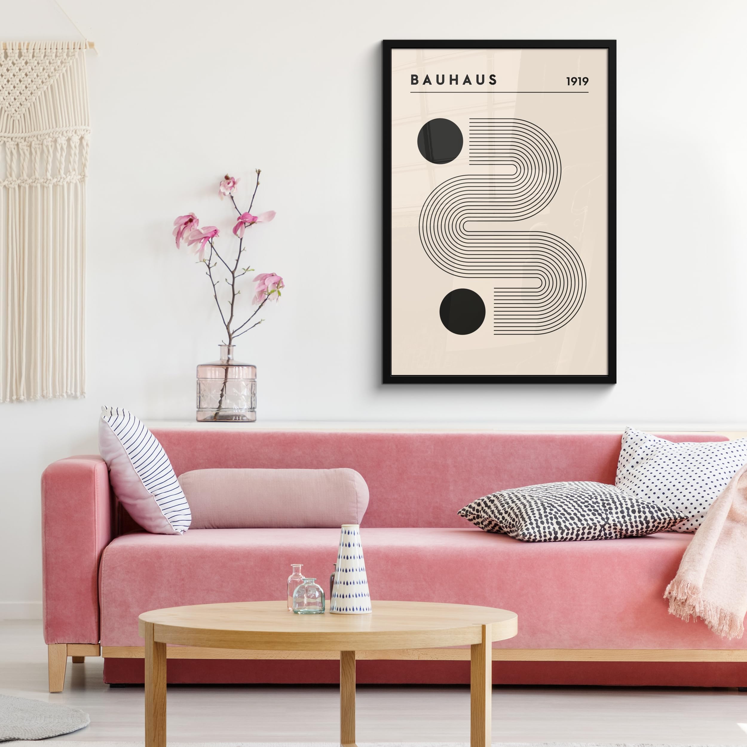 MuchoWow© Wandbilder mit Rahmen 60x90 cm Wanddeko Bilder Wohnzimmer Moderne Zimmerdeko Geschenk Bilderrahmen Bauhaus - Abstrakte Kunst - Art- Vintage - Kunst