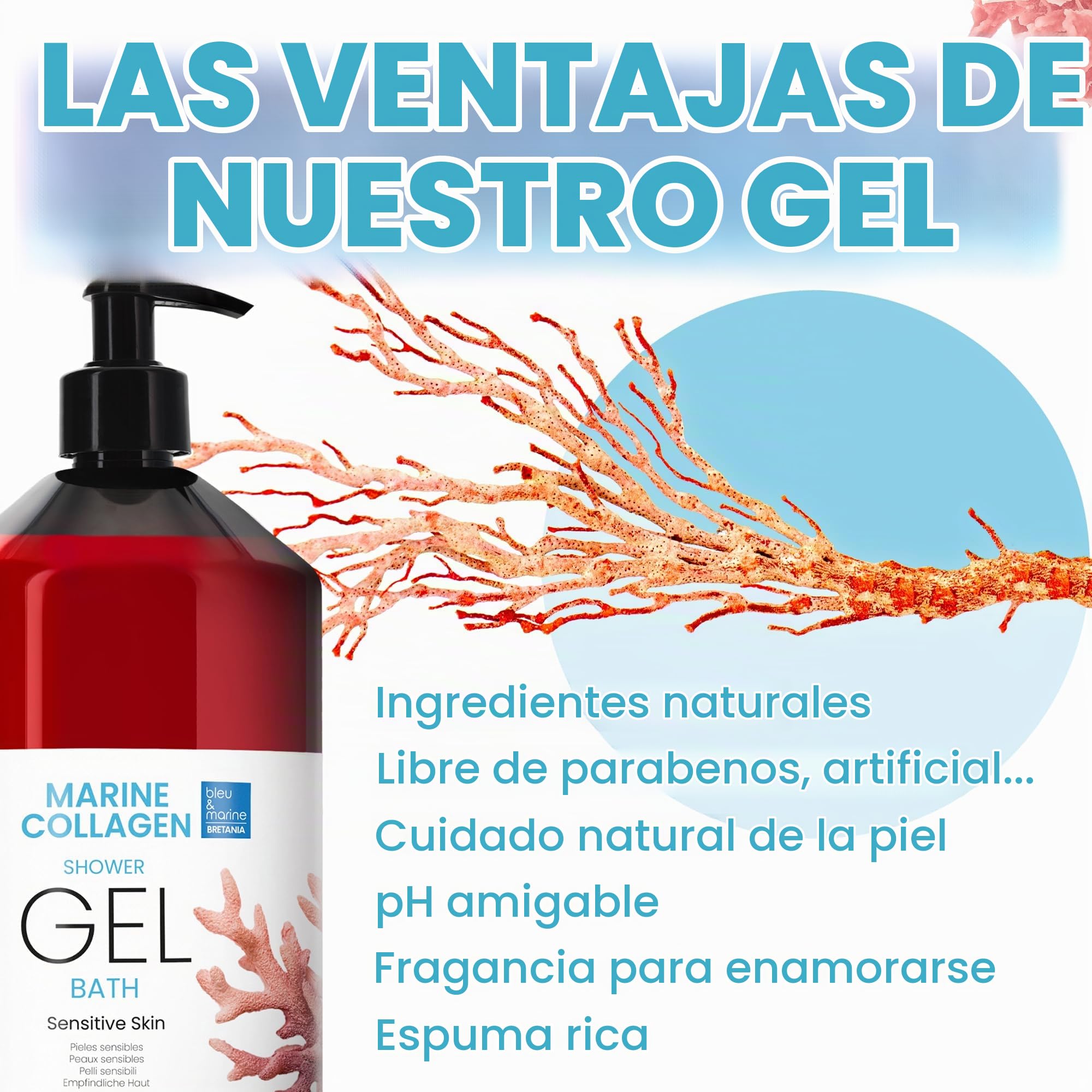 Gel de Ducha Perlado Extra Delicado con Colágeno, Triple Accion: Limpiador Facial, Corporal y del Cabello. Efecto Reafirmante y Anti Edad. Cuidado Piel Atopica, Sensible y Seca - 5000 ml