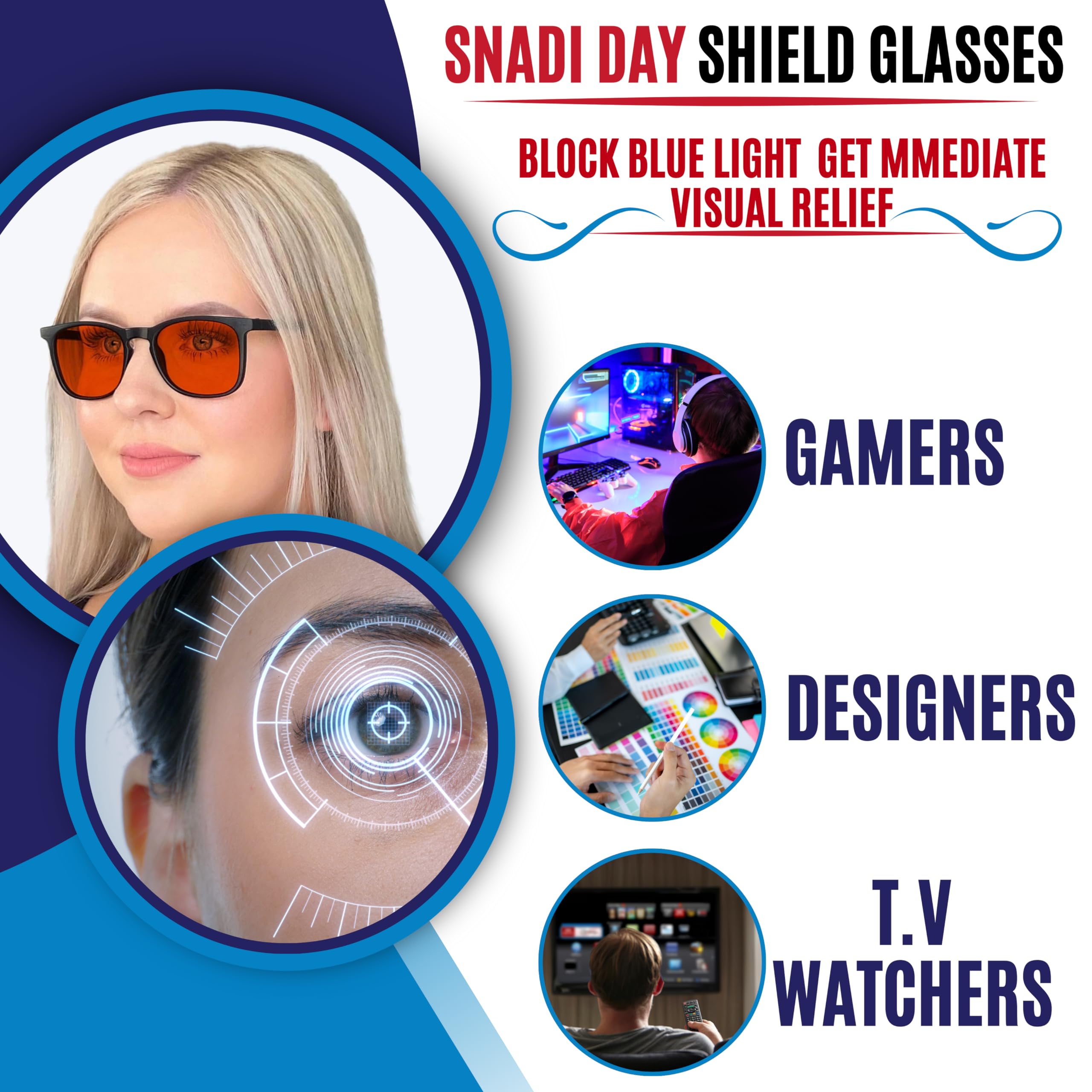 SHIELD | Gafas Bloqueadoras de Luz Azul | para Pantallas Televisión Ordenador Juegos | Mejoran el Sueño | Produce Melatonina Naturalmente | Unisex