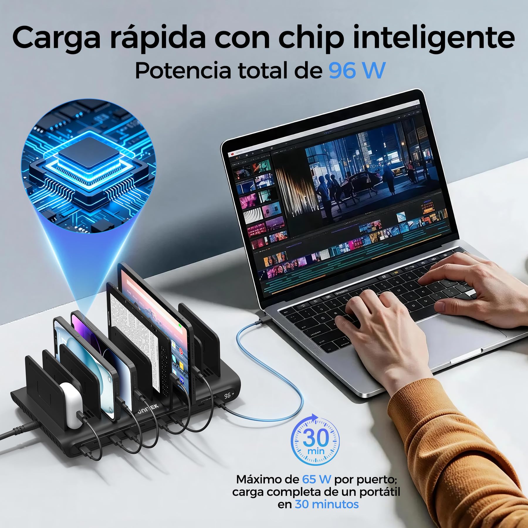 Unitek Estación de Carga de 96 W para múltiples Dispositivos