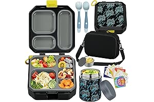 Kids Lunch Box Set: Leak-Proof Bento Lunch Box with Thermo Food Jar