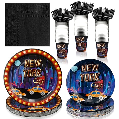 Zubebe 120 Pcs NYC Birthday Party Supplies for 24 Guests