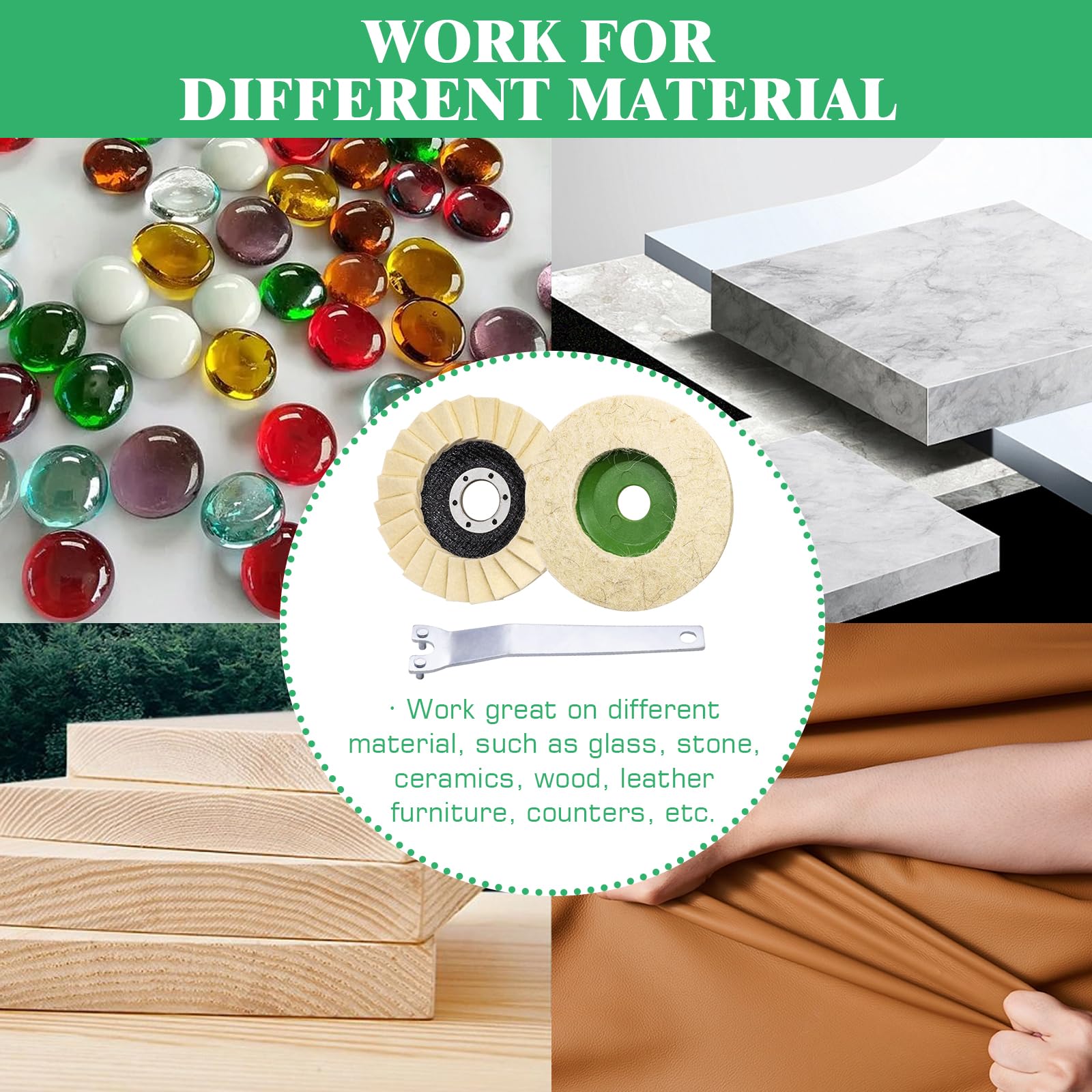 Wool Buffing Wheels - 11 Piece Set for Angle Grinder -5 Wool Buffing Wheels - 11 Piece Set for Angle Grinder -5