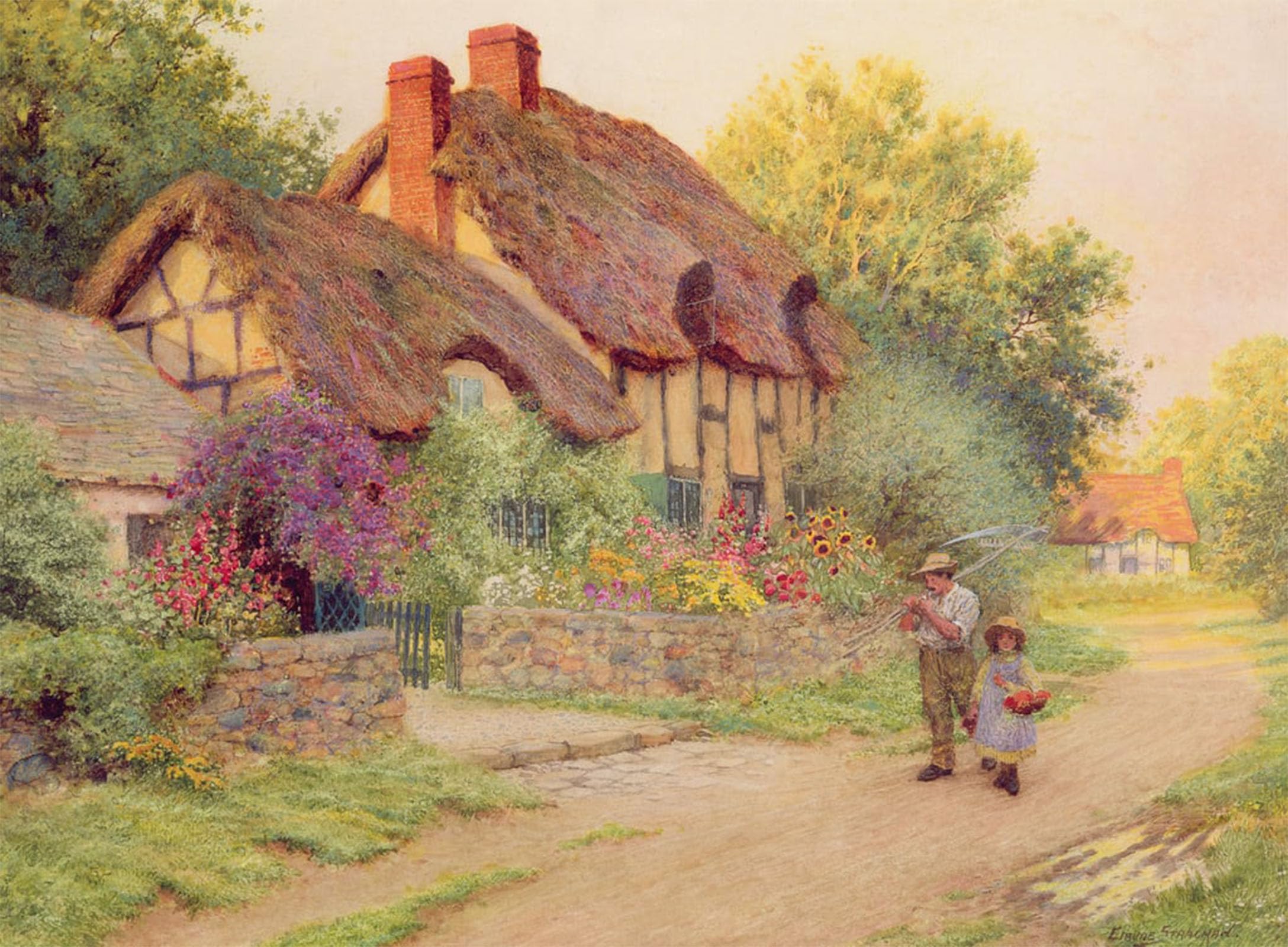 Artxlxxbn No Frame Famous Art Print Poster Vintage Wall Art After The Shower Man With A Scythe By Arthur Claude Strachan Canvas Art Poster For Home Decor 60X90cm