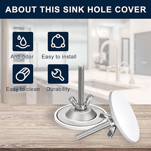 Miniatura 2 de uxcell Cubiertas para agujeros para fregadero de cocina, 1 unidad, cubierta de orificio para grifo de aleación de zinc, cubierta de orificio