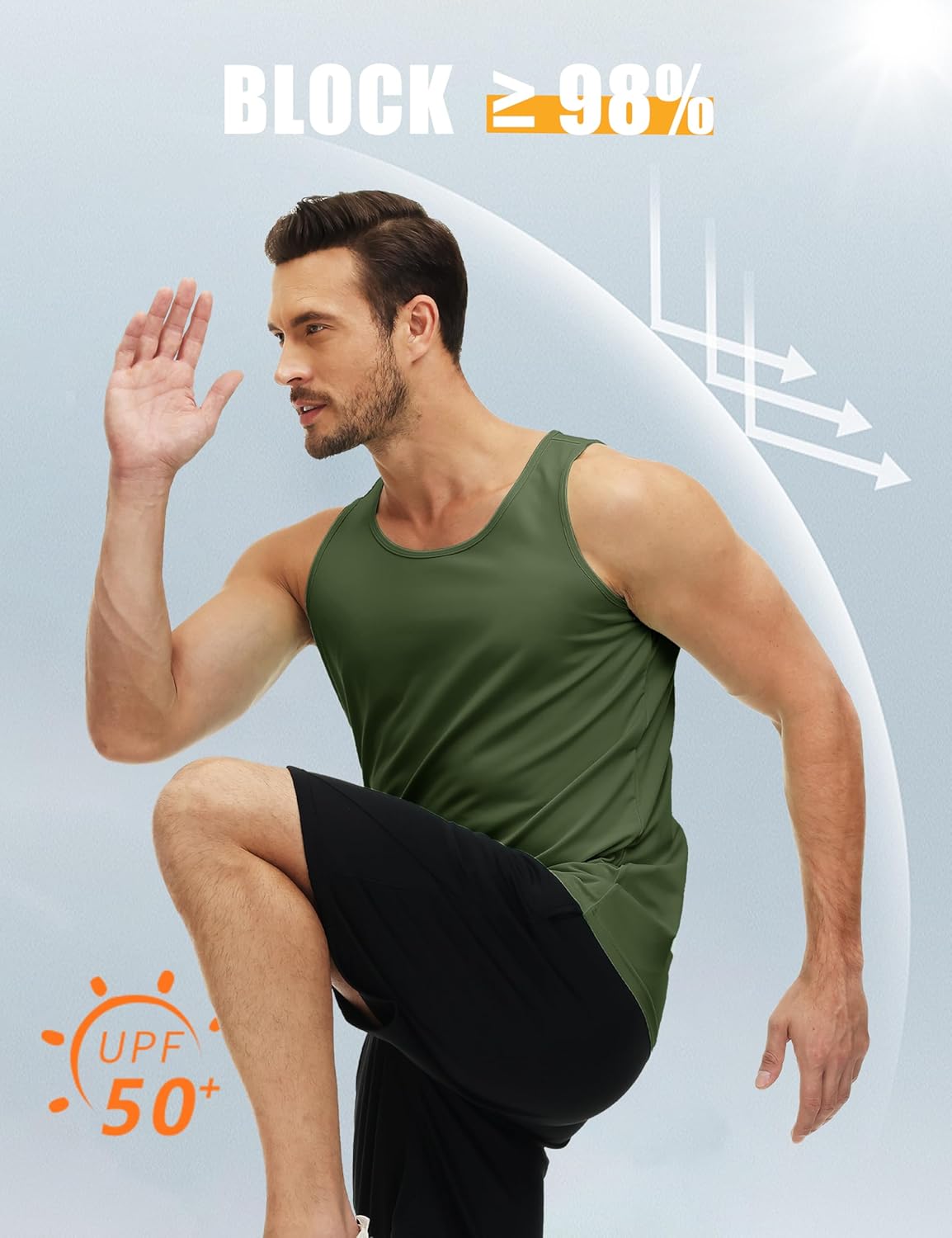 MAGCOMSEN Men's UPF 50+ Tank Top Quick Dry Summer Workout Muscle Sleeveless Shirts for Swim Beach Bodybuilding - Image 3
