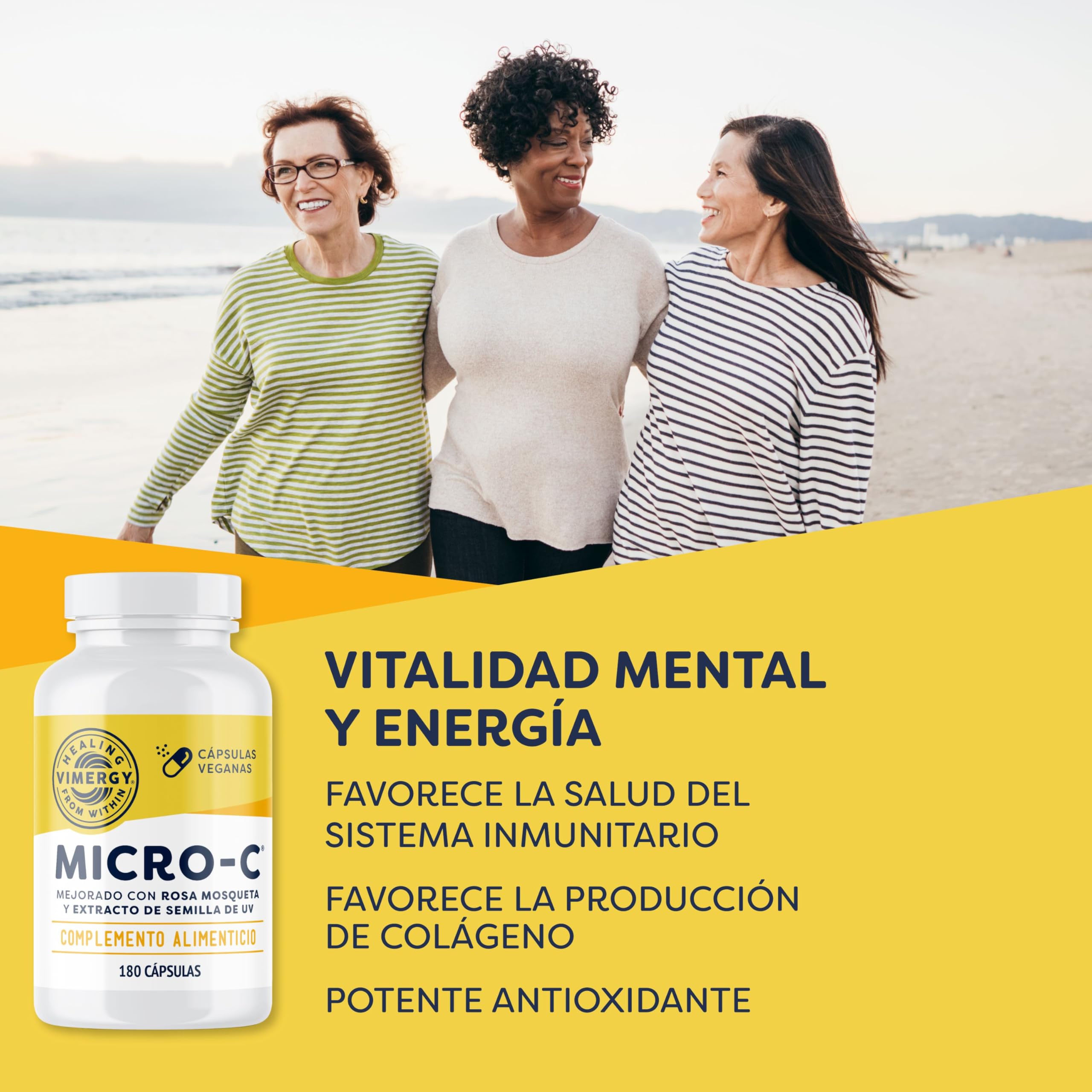 Vimergy Micro-C Vitamina C Cápsulas – 180 Unidades – Vitamina C 500mg en Forma Menos Ácida – Escaramujo - Sin Gluten - Kosher - Vegano