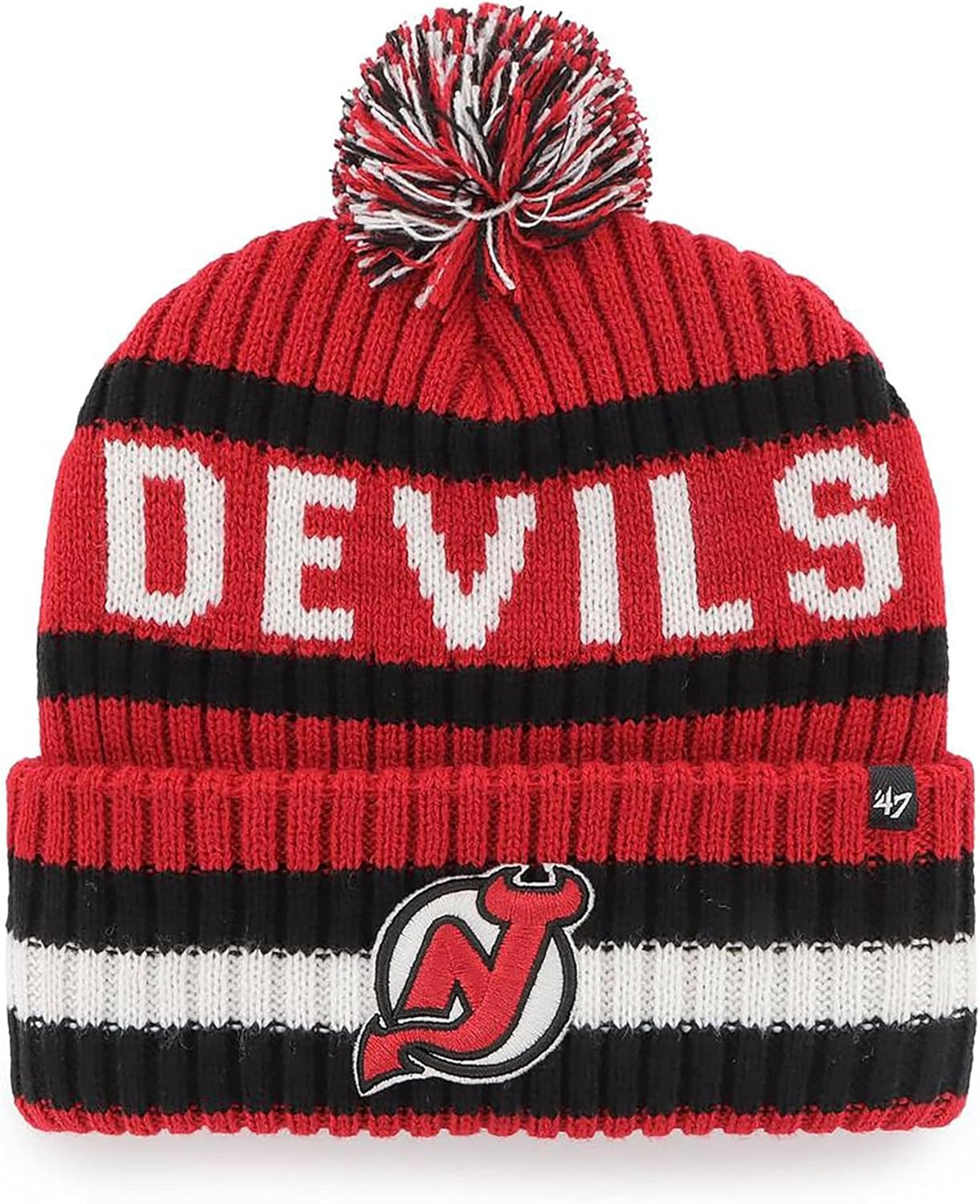 47 NHL Unisex-Adult Team Color Officially Licensed Primary Logo Bering Sport Knit Cuffed Pom Beanie Cold Weather Hat