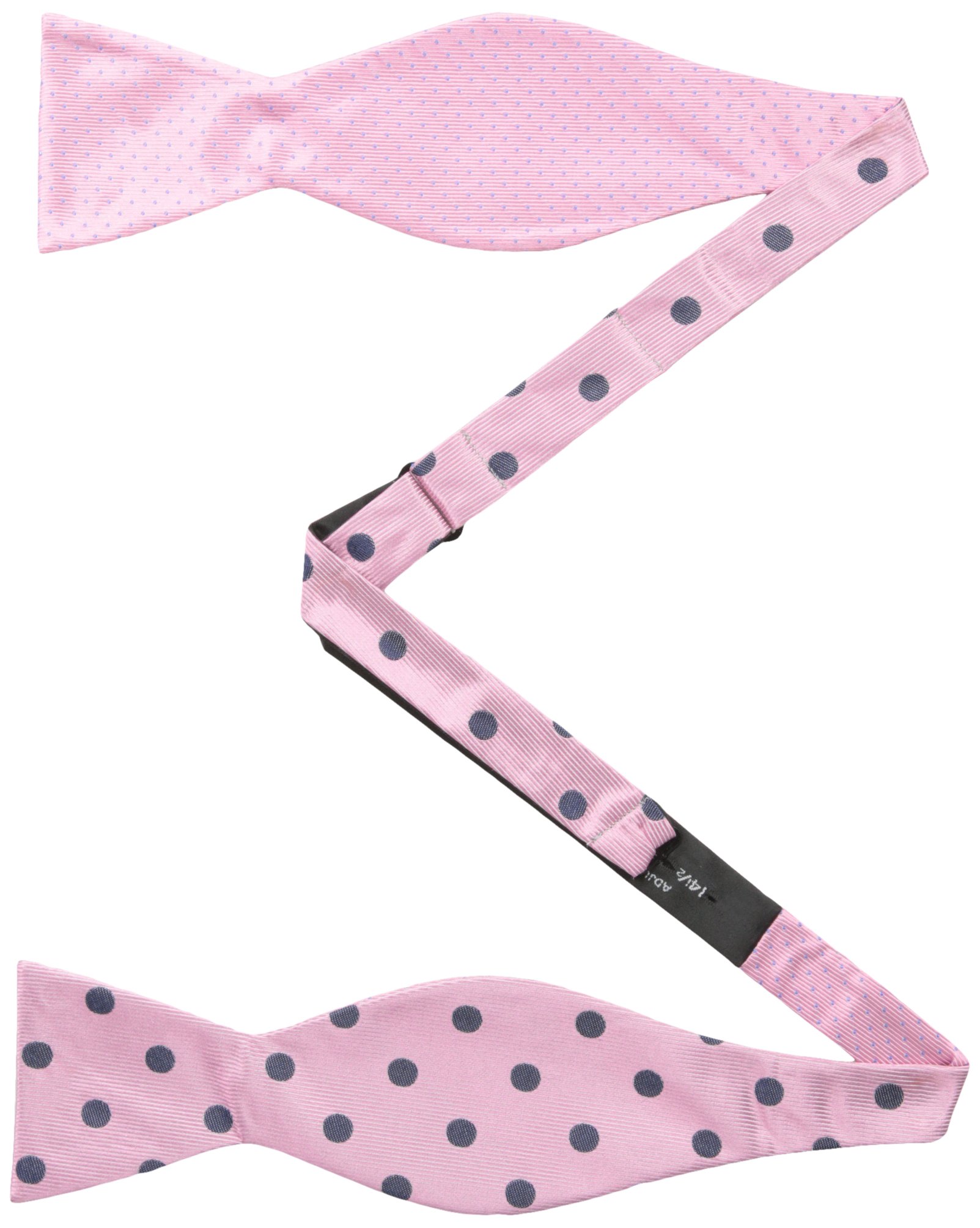 Happy Ties Men's Dot and Engineer Stripe Reversible Bowtie, Pink, One Size