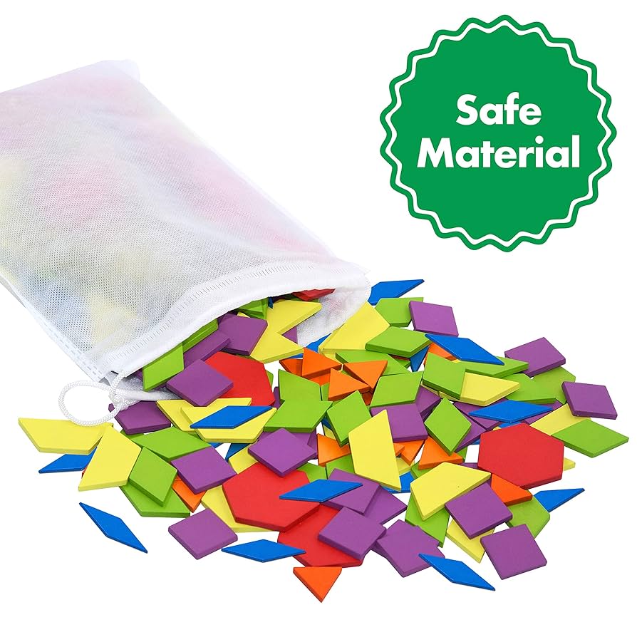 Amazon.com: 300 PCS Wooden Pattern Blocks Set for Kids with