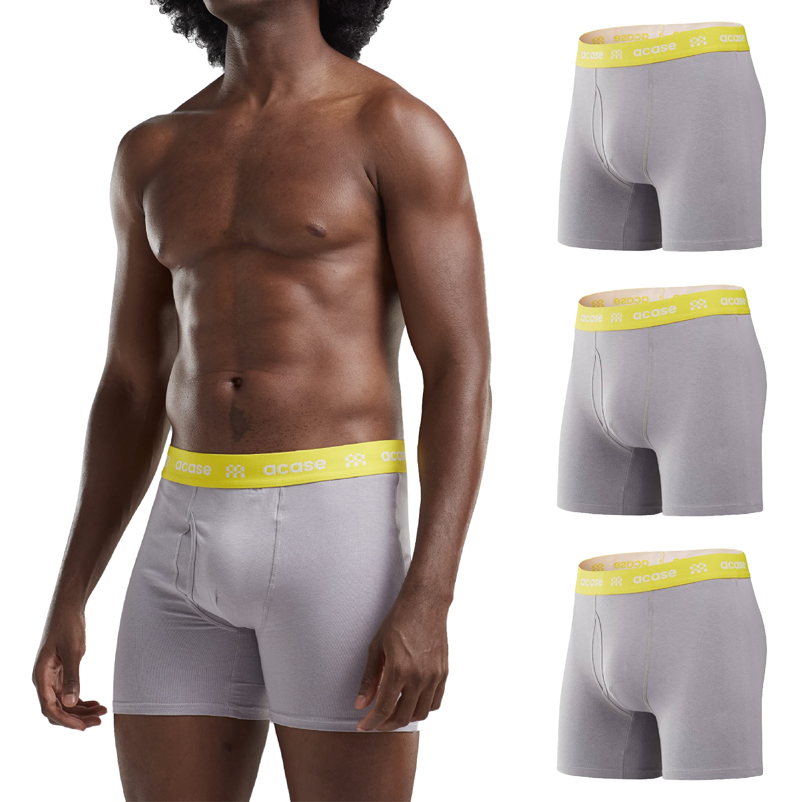 Acase Mens Underwear Boxers Briefs Cotton Stretchy Underwear Pack Compression Boxer with Pouch Breathable Brief for Men