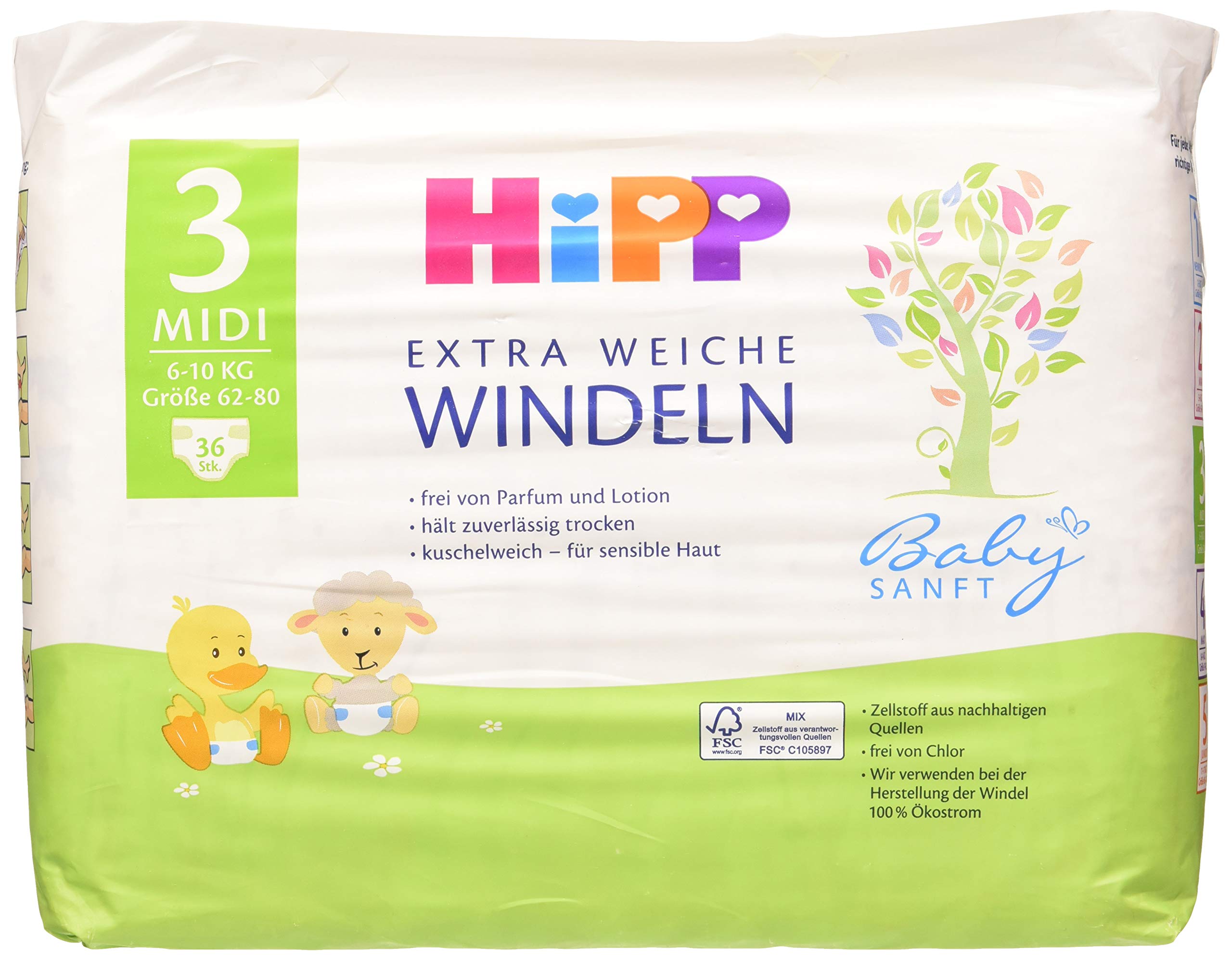 MIDI 3 EXTRA SOFT NAPPIES 36PCS