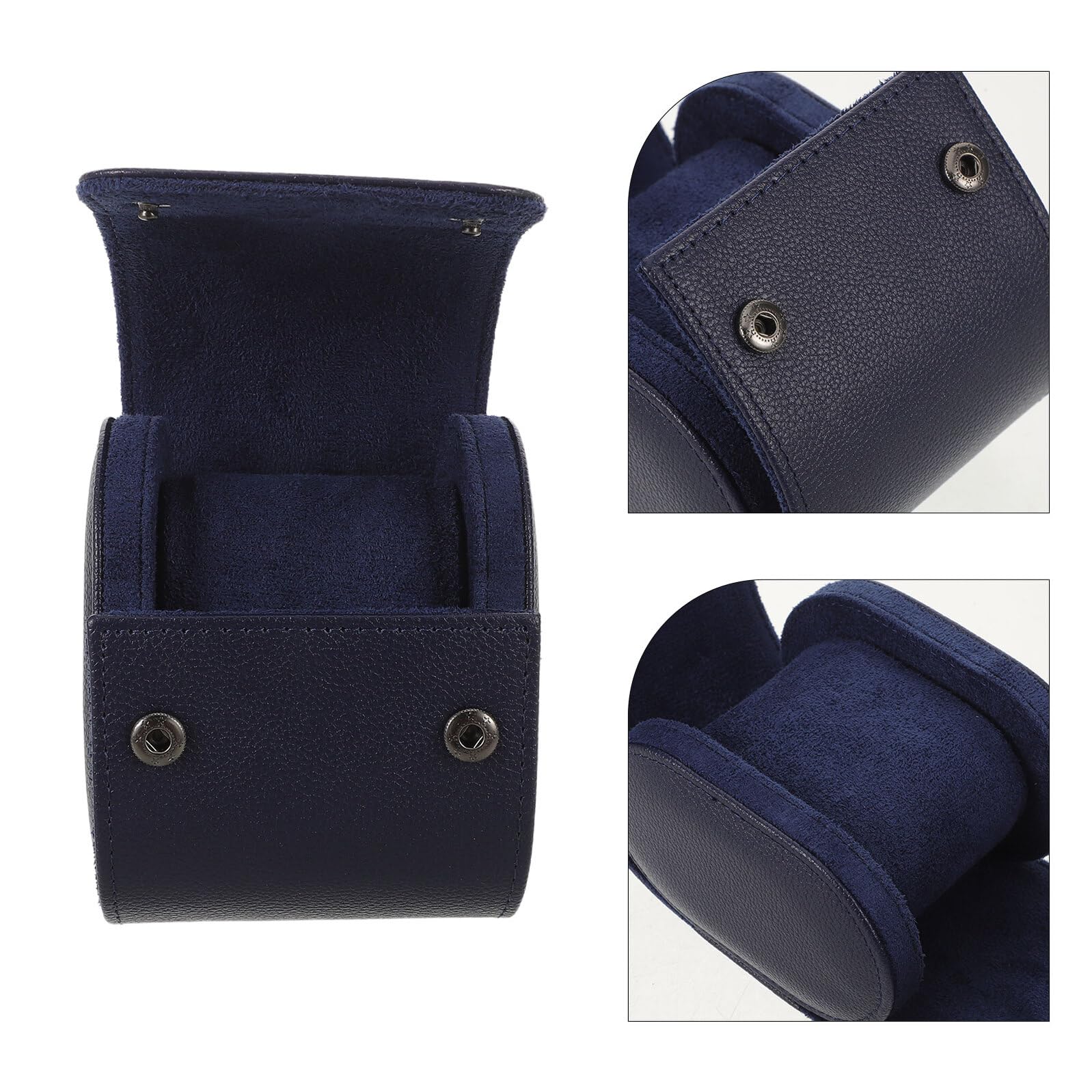 Reise Uhrenetui Einzeln aus Pu Leder, Blau, für Herren und Damen | Staubdichte Schutzbox mit Weicher Innenfütterung, Stabile Form für Geschäftsreise und Urlaub, für Schmuck