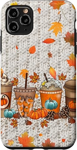 Funda para iPhone 11 Pro Max de Acción de Gracias, otoño, hojas de otoño, calabaza y especias