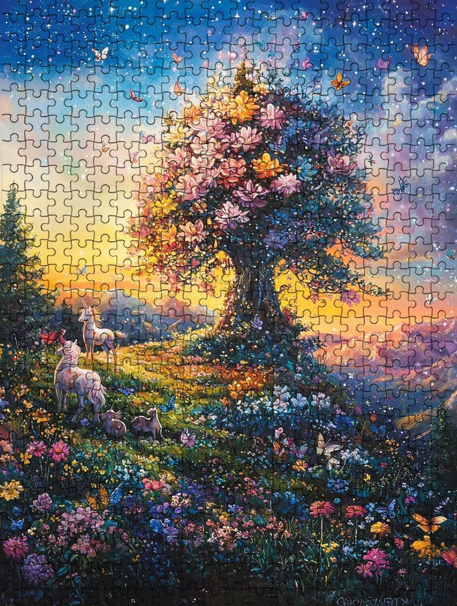 Puzzle 2000 Teile Erwachsene, Einhorn Blumen Jigsaw Puzzle 2000 Teile, Impossible Klassische Puzzles, Komplex Herausfordernd Puzzles, Familie Aktivität Spiele, Wanddekoration Geschenke BXHZW2-239