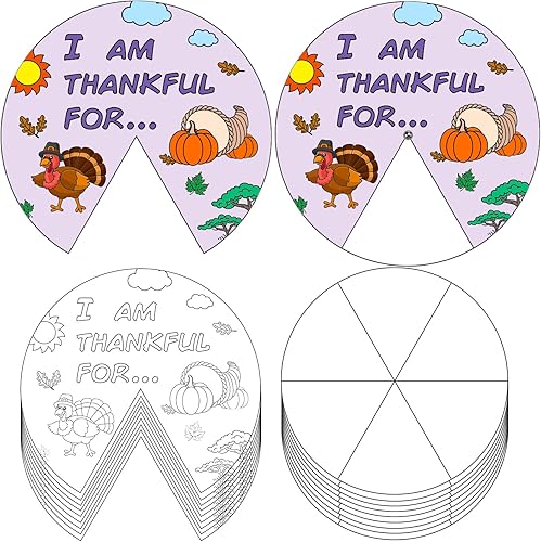 Poen Kit de manualidades de Acción de Gracias de 24 piezas, color tuyo yo soy agradecido por rueda, kit de manualidades de pintura de Acción de