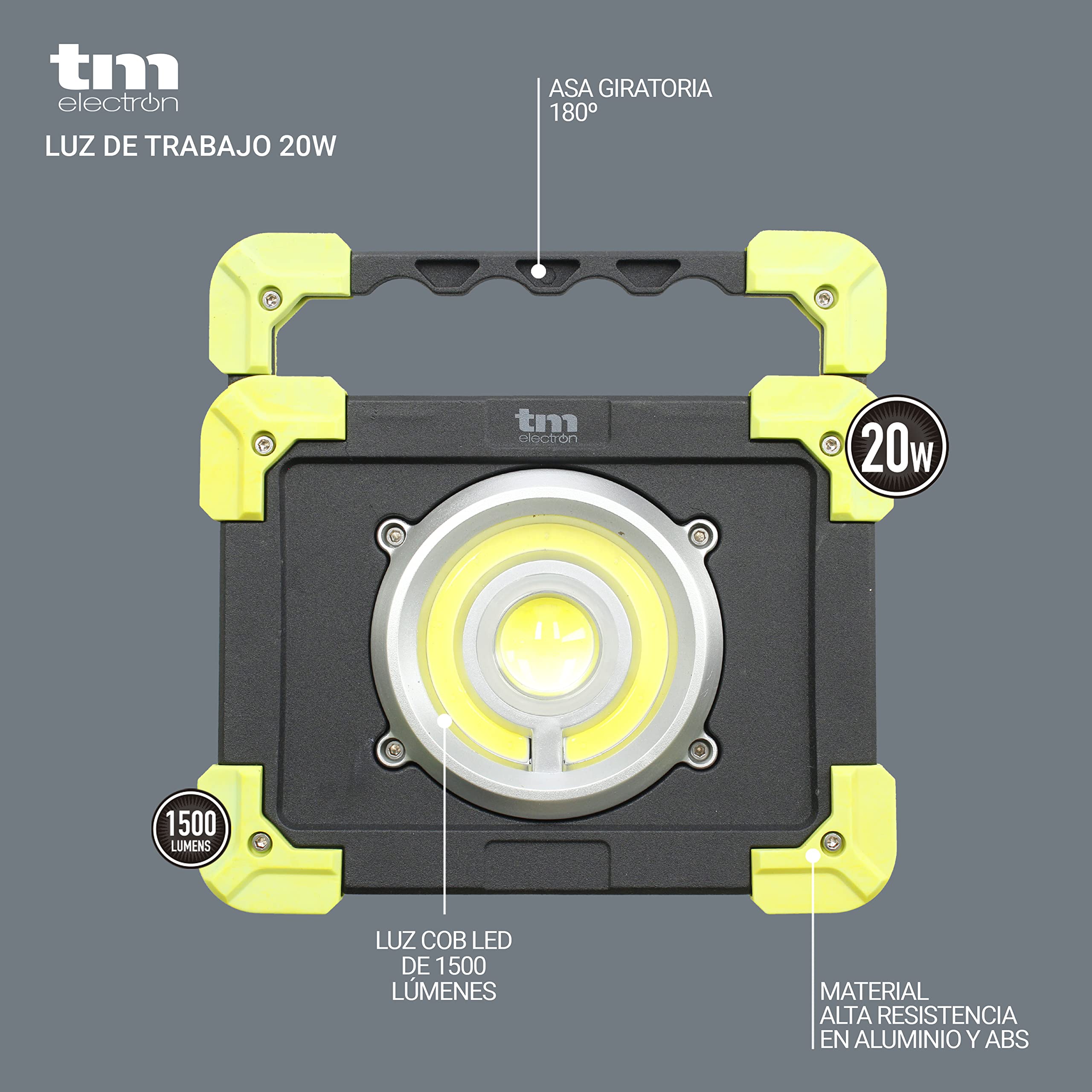 TM Electron TMTOR020 przenośne oświetlenie robocze COB LED super jasne 20 W i power bank 4000 mAh