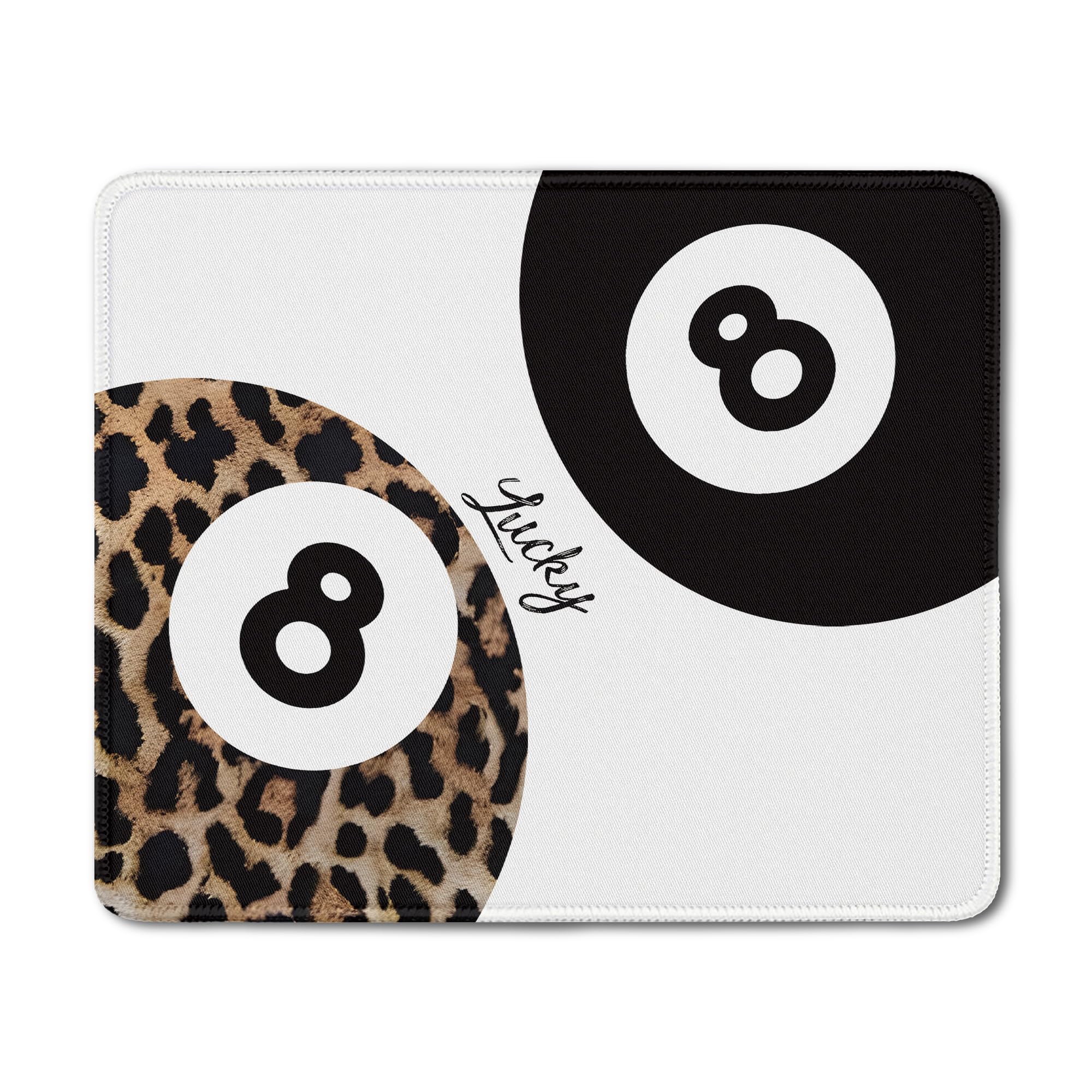 Funky Cheetah Y2K Lucky 8 Ball podkładka pod mysz, modna podkładka pod mysz z nadrukiem w panterkę do bezprzewodowej myszy komputerów, laptopa, akcesoria biurkowe, preppy dziewczęce materiały