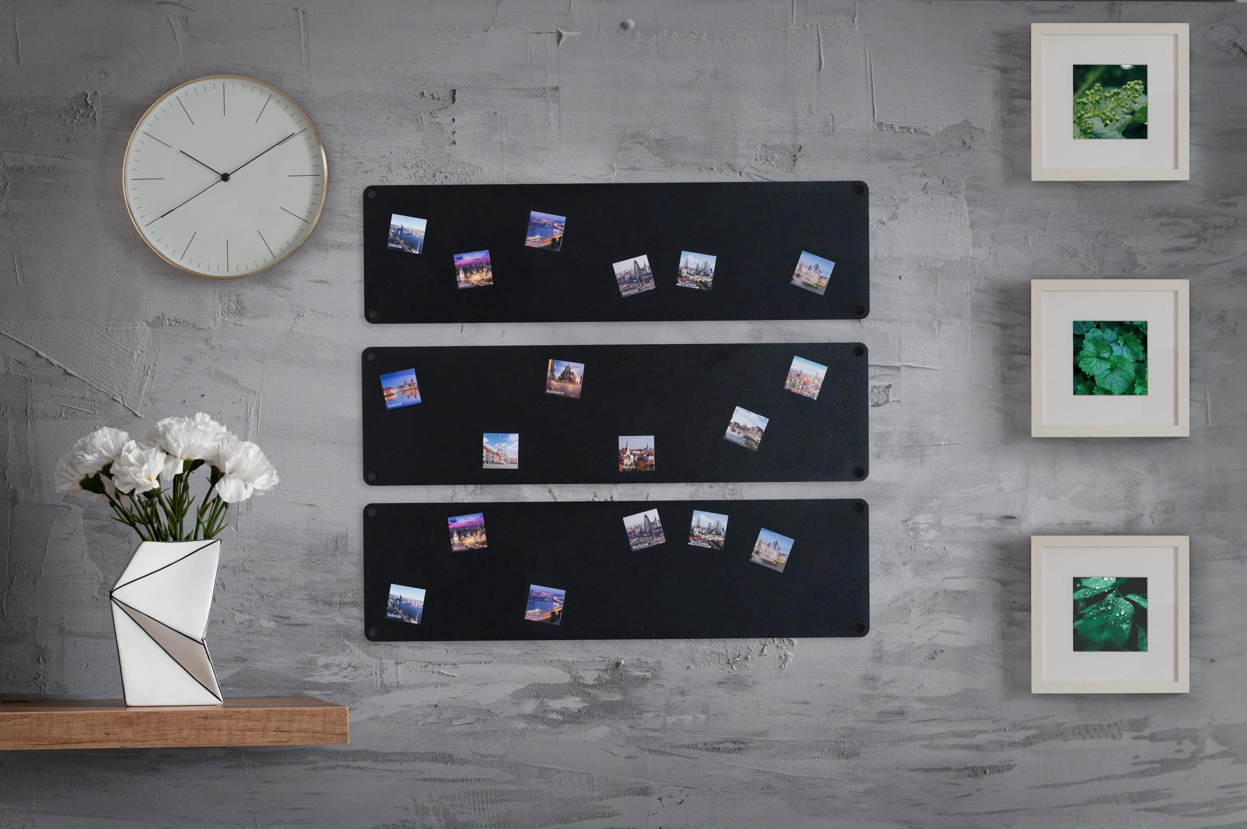 3x Magnettafel Magnetwand Schwarz 80x22 cm Memotafel aus Edelstahl Fotowand für Urlaubs Magnete Magnetisch Tafel Metalltafel für Wohnung Büro Küche