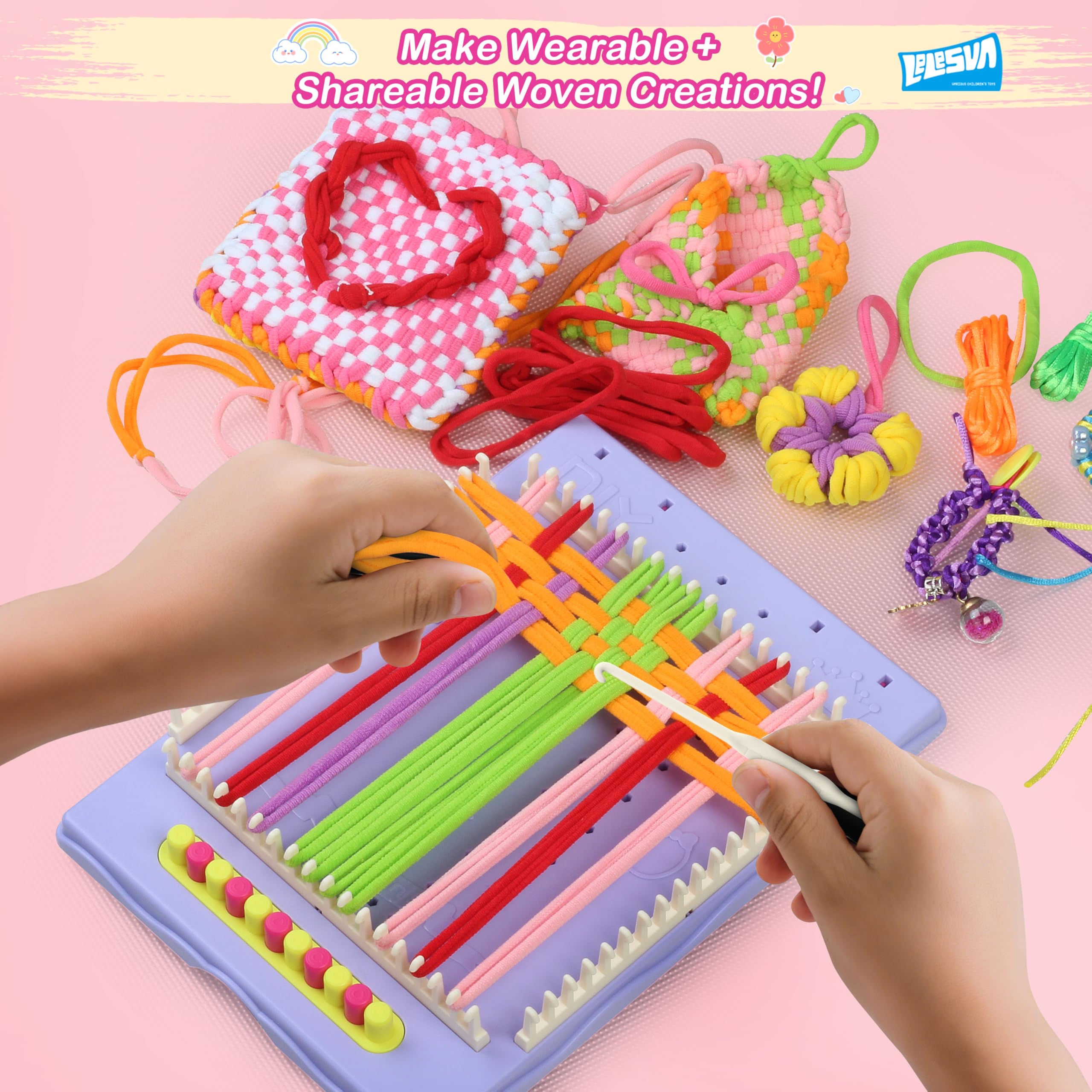 3-in-1 400Pcs+ Weaving Loom Kit,Friendship Bracelet Making Kit,Portable Make Bracelets Toys with Storage Box,DIY Arts and Crafts Loops for Adults Gifts for Kids Ages 5 6 7 8-12 13 - Image 3