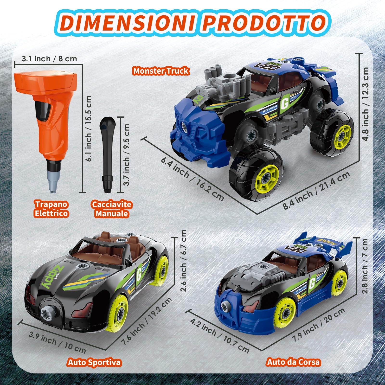 Pup Go Auto 3-in-1 Camion da Costruzione per Bambini di 3 4 5 6 Anni, 43 Pezzi con Trapano Elettrico, Giocattolo Camion da Costruzione, Costruisci la Tua Auto, Regalo Giochi Ideale per Ragazzi (Nero)
